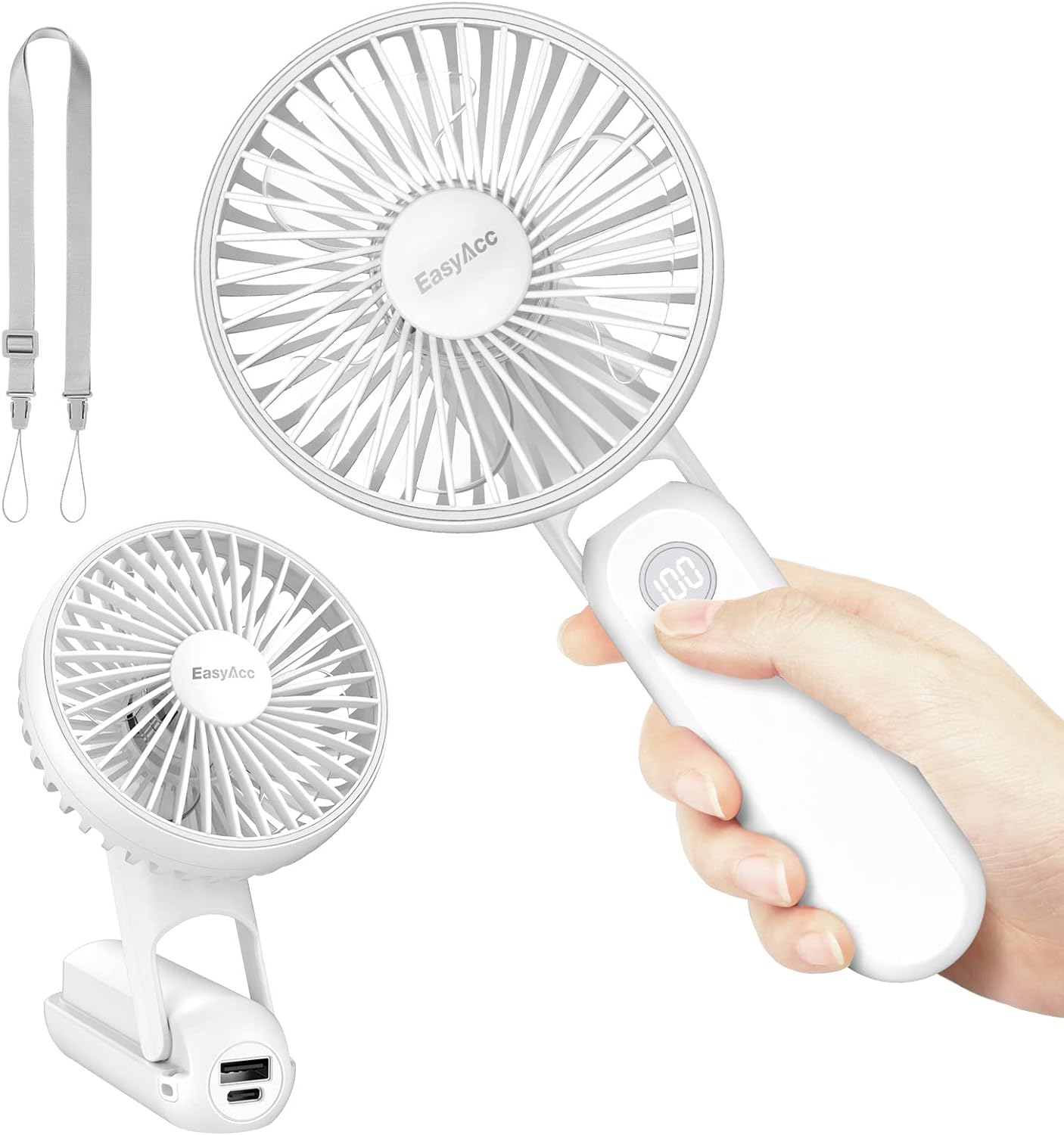 EasyAcc Handheld Fan, Innovative Portable Fan with Digital Display, High-Quality...