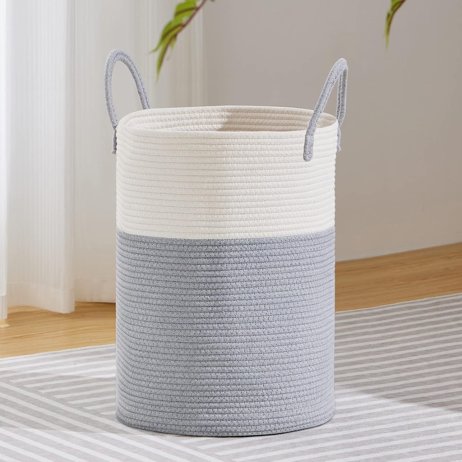 VIPOSCO Large Laundry Hamper, Special Tall Woven Rope Storage Basket for Blanket...