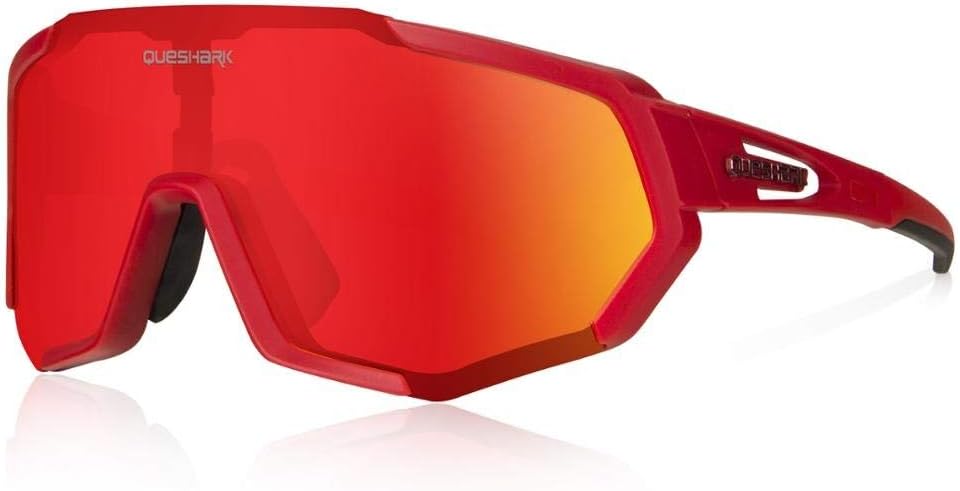 Queshark Cycling Glasses, TR90 Unbreakable Frame Polarized Sports Sunglasses, Bi...
