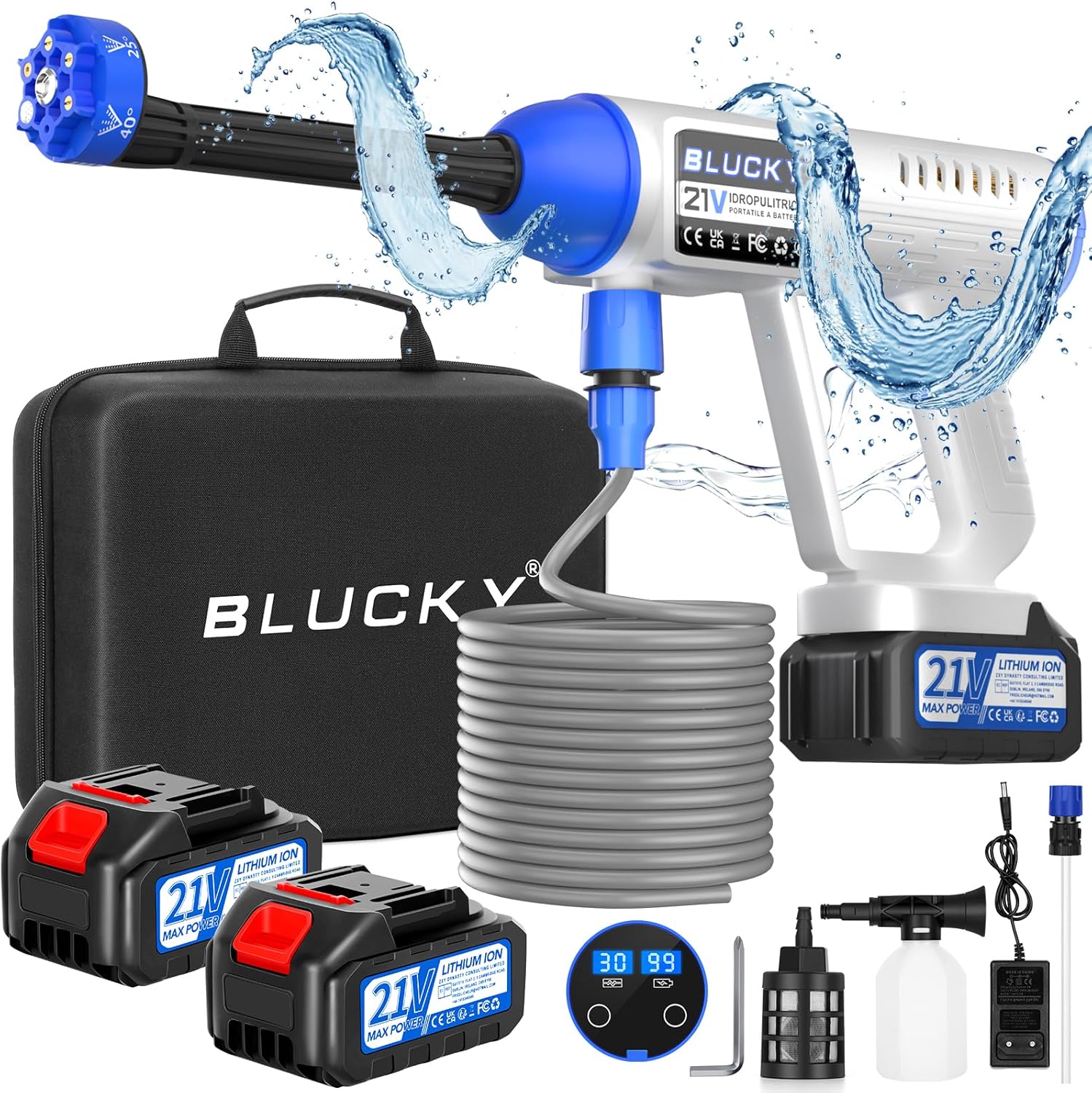 Cordless Pressure Washer, Portable Pressure Washer with 2 Battery, 6 in 1 Cordle...