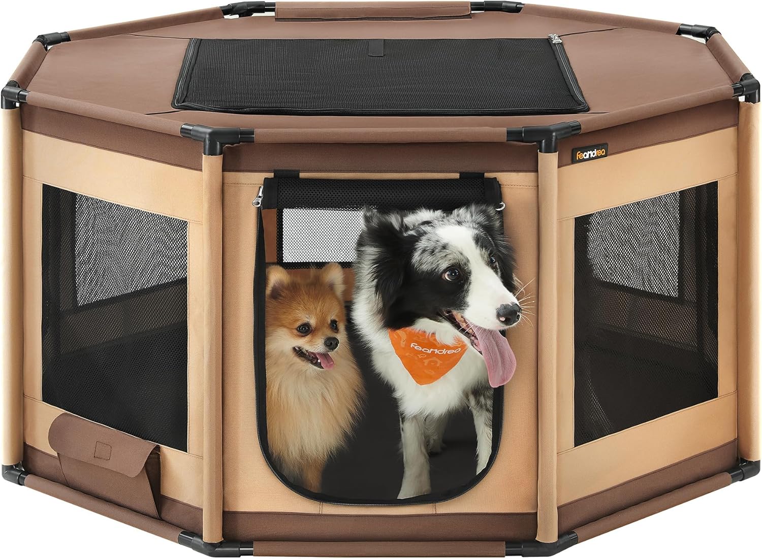 Feandrea Dog Playpen, Special Oxford Fabric Dog Fence, Innovative Octagon Dog Cr...