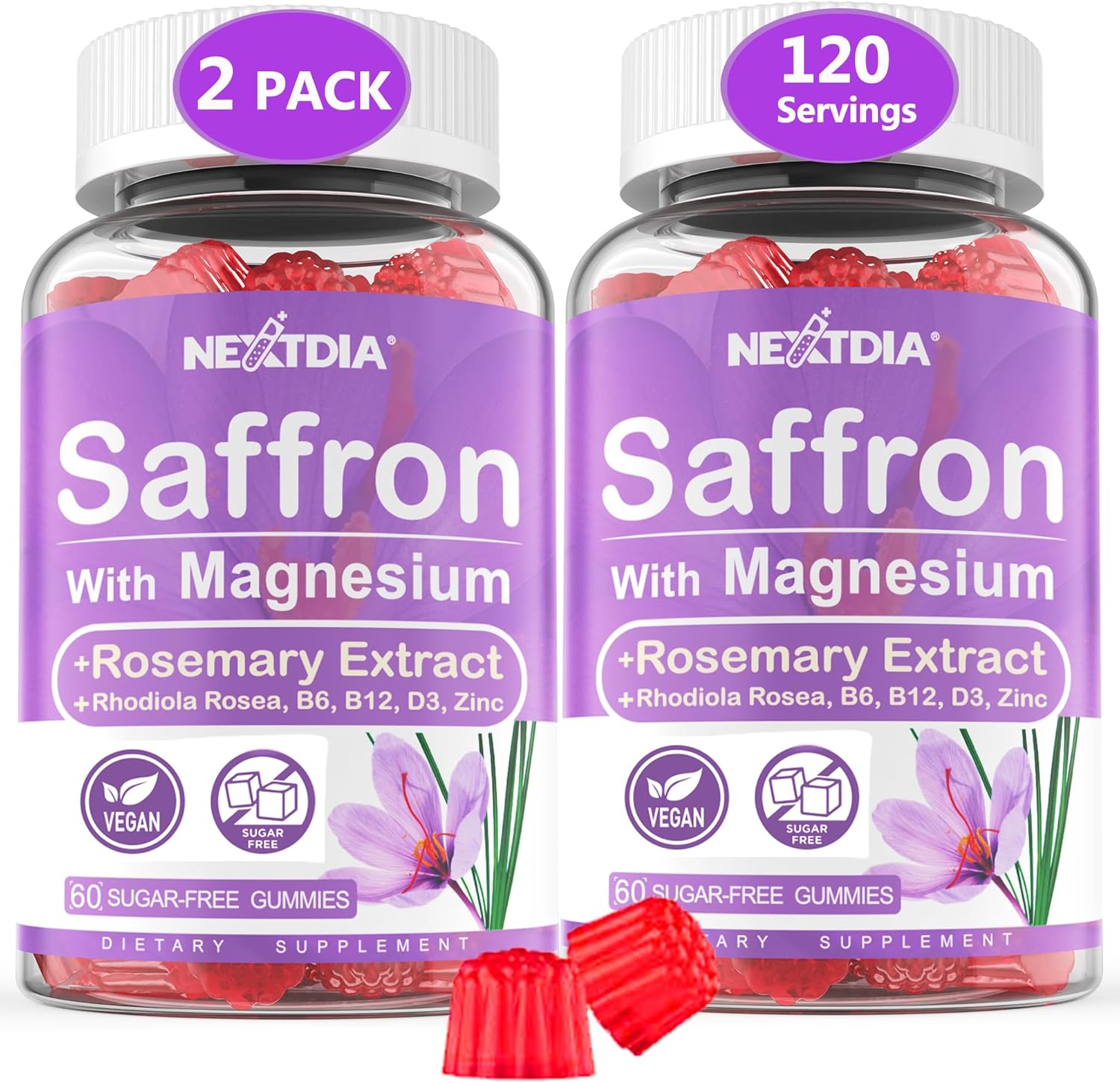 Saffron Supplements Gummies, Premium Saffron Extract Supplement for 4 Months Sup...