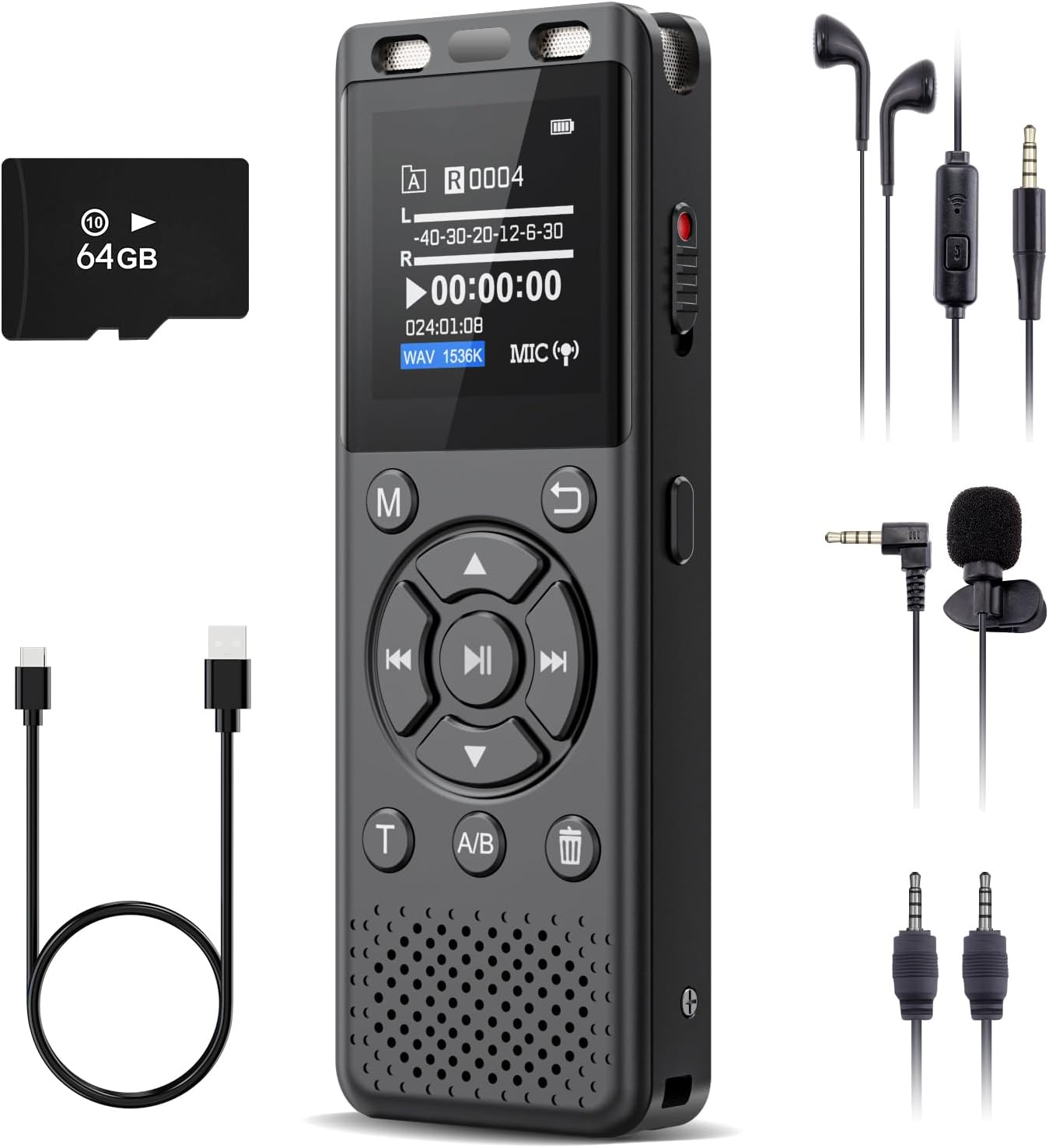 96GB Digital Voice Recorder One Click, HD Recordin...