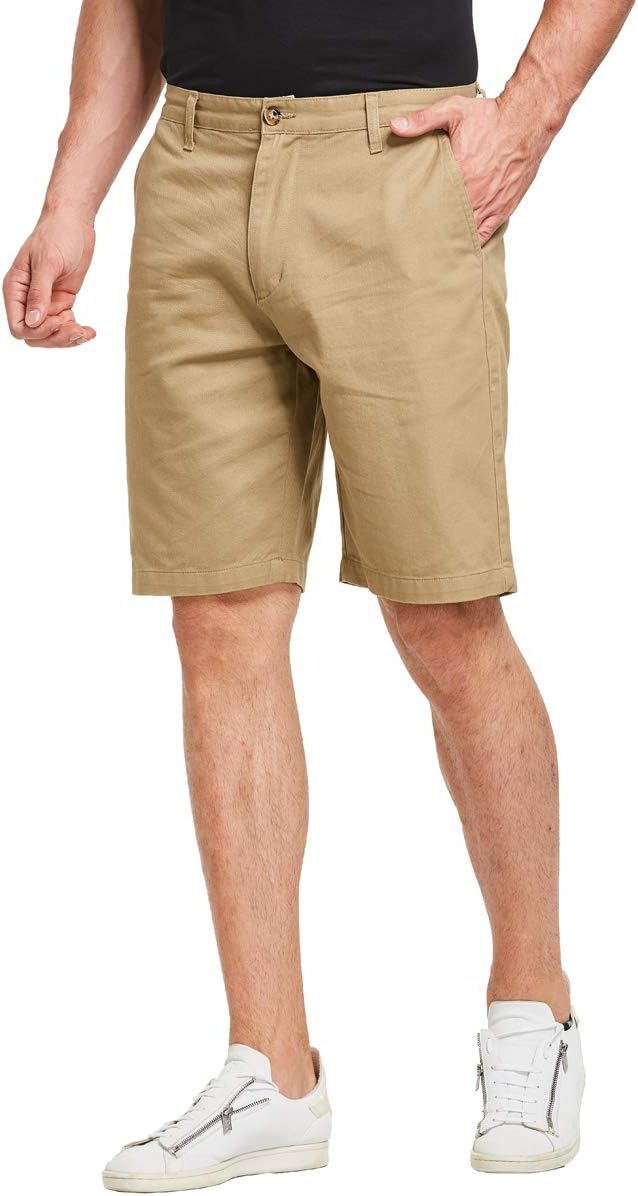 JustSun Mens Casual Chino Shorts Classic Summer 29W Khaki