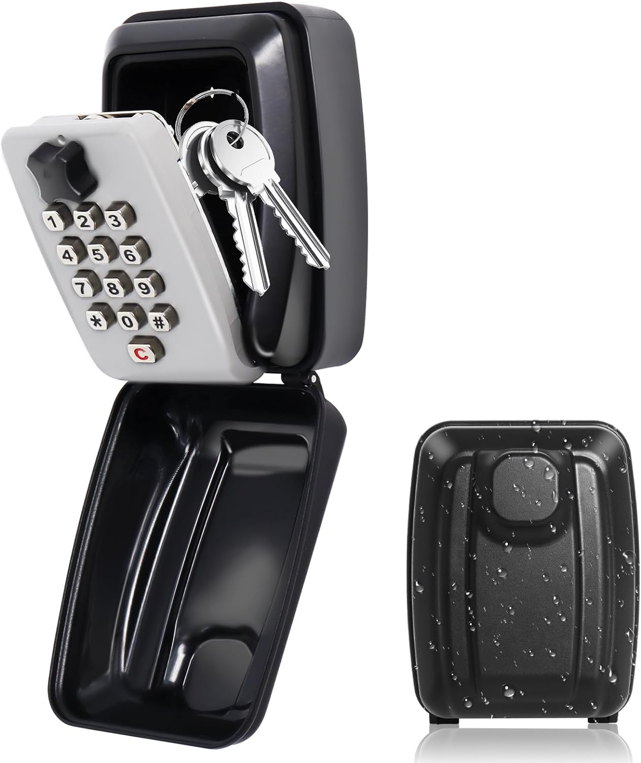 Key Safe Outdoor Police Approved, Key Lock Box Wall Mounted Outside with Code, 1...