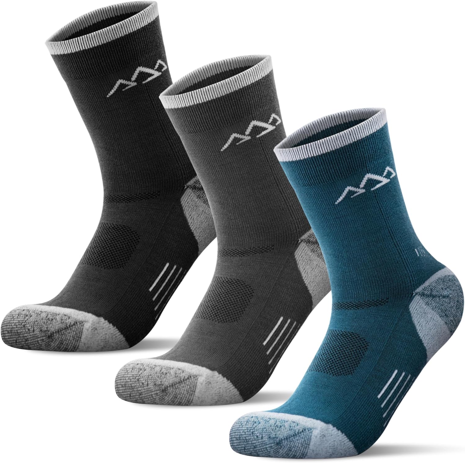 innotree 3 Pack Men's Merino Wool Hiking Socks, Special Cushioned Hiking and Wal...
