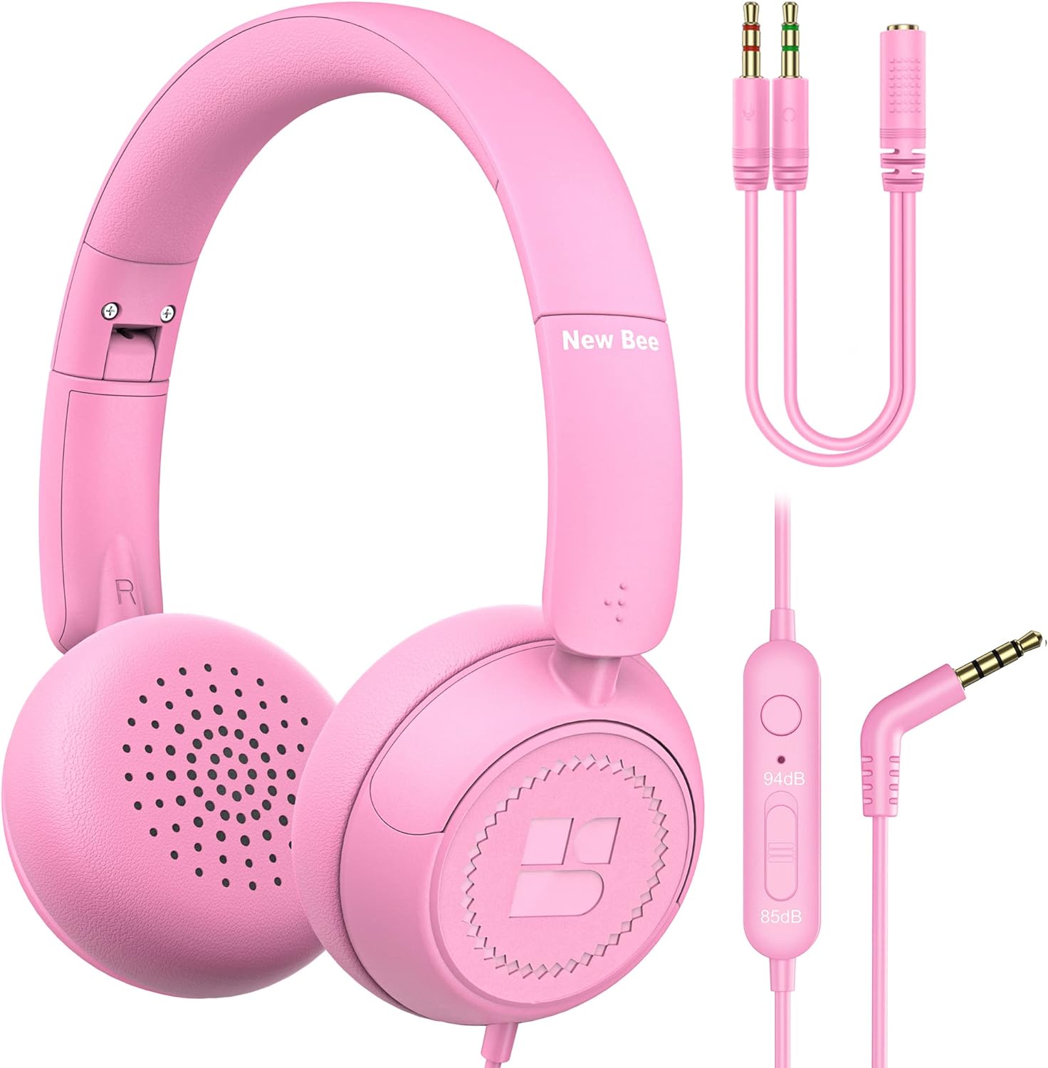 New bee Kids Headphones for School with Microphone HD Stereo Safe Volume Limited...