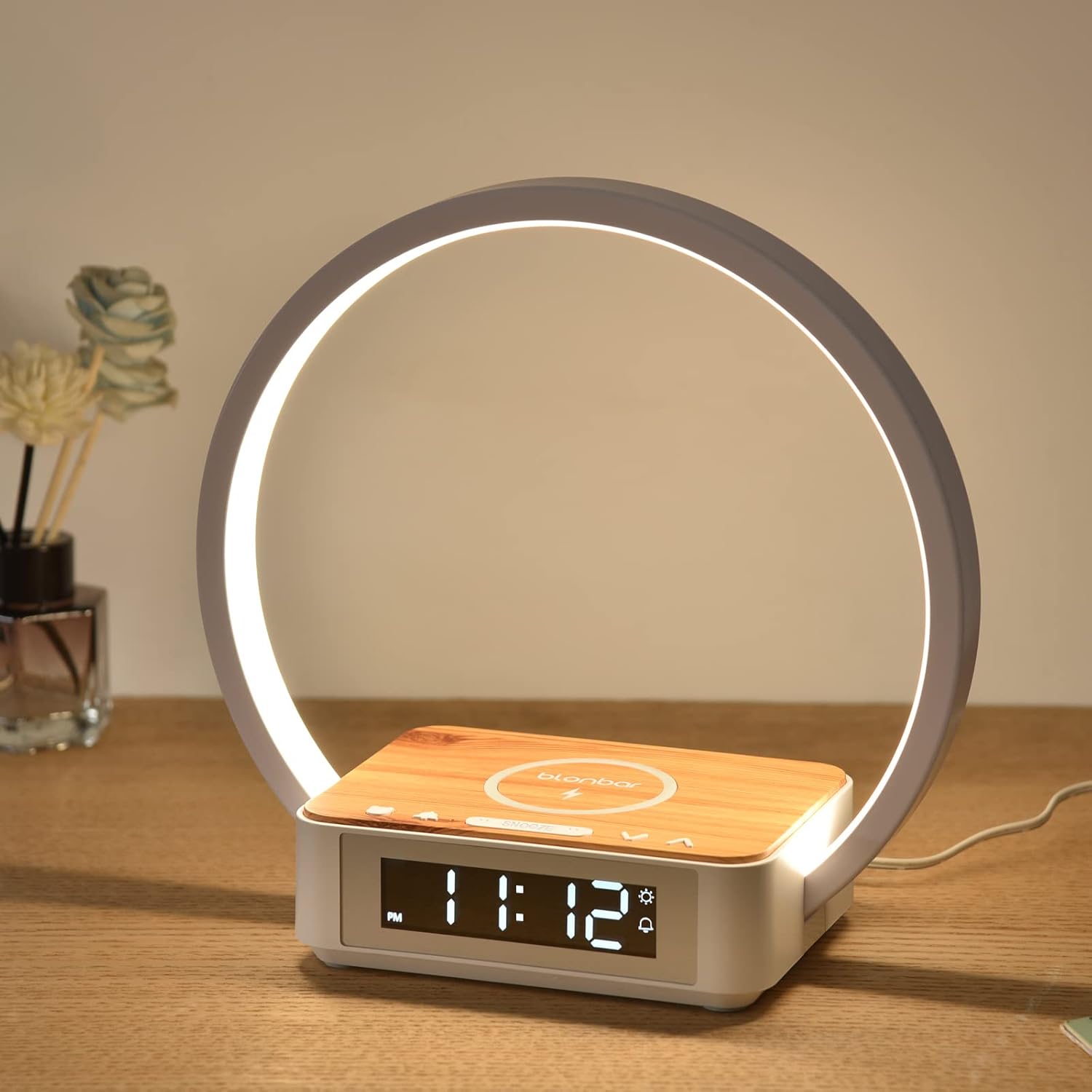blonbar Bedside Lamp Qi Wireless Charger LED Desk Lamp, Touch Control 3 Light Hu...