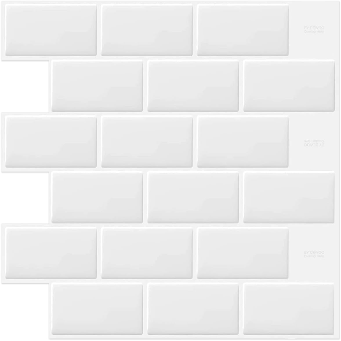 and Affordable DEWOO 20-Sheet White Tile Stickers, Special Peel and Stick on Sub...