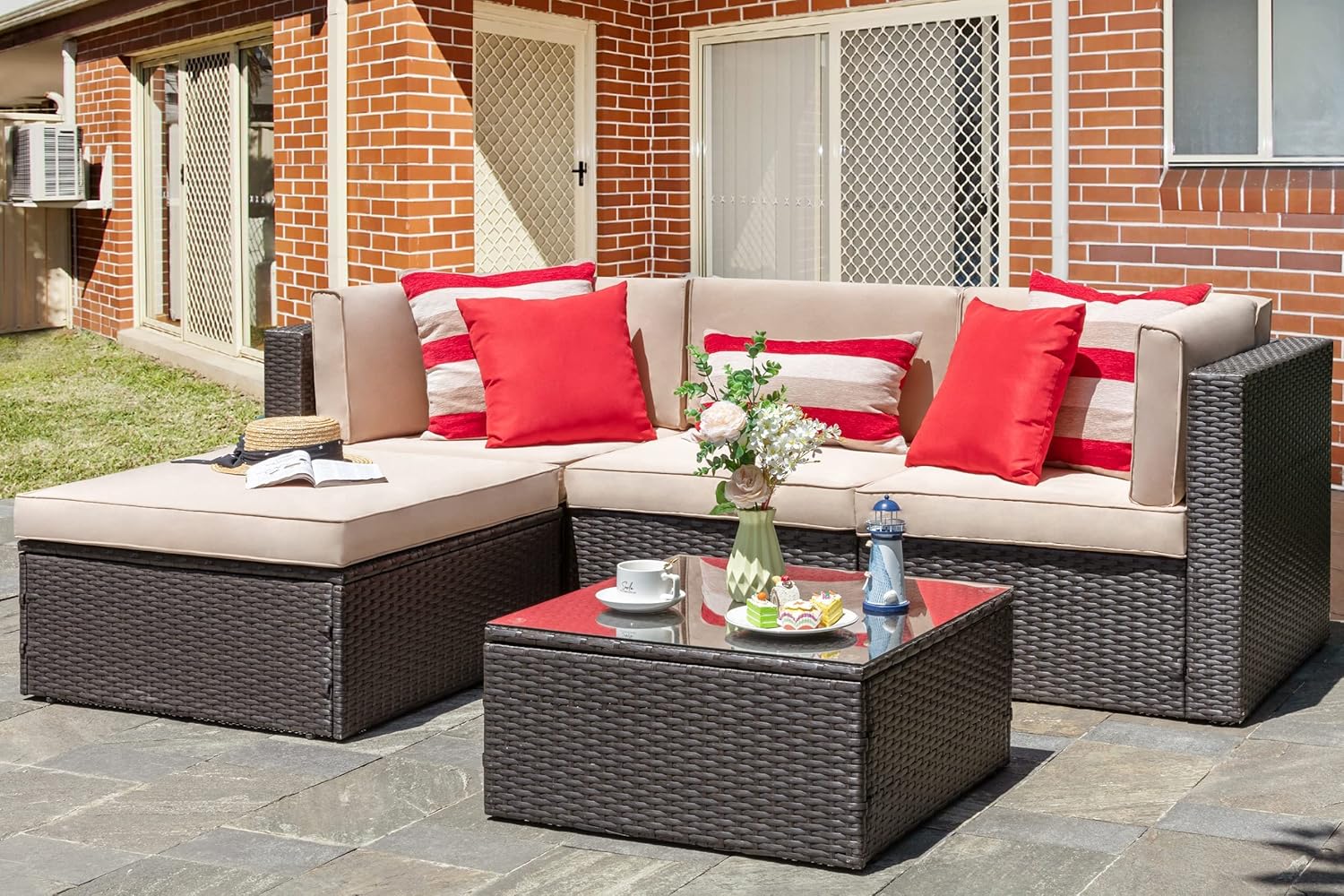Vongrasig 5 Piece Furniture Sets, Special Patio Fu...