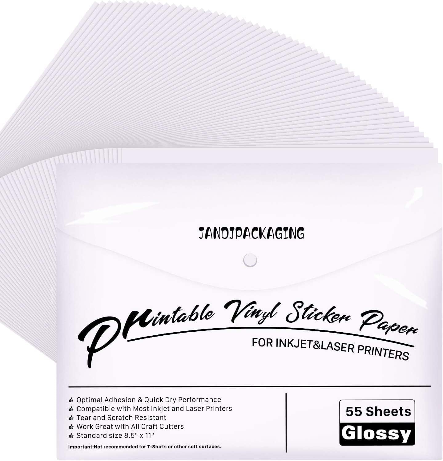 Premium Printable Vinyl Sticker Paper - for Inkjet...