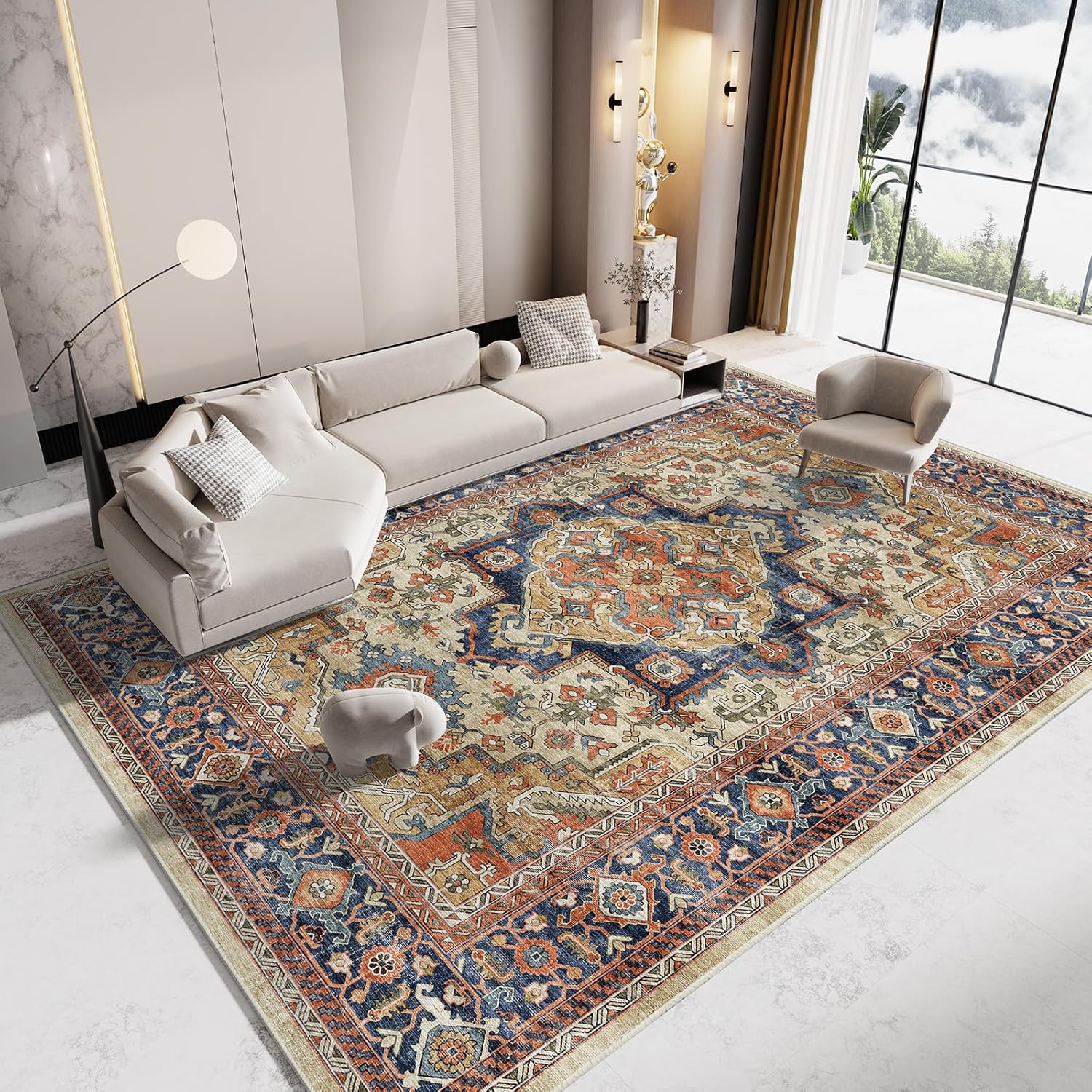 Vamcheer Washable Area Rug 5'x7' - Vintage Area Rugs for Living Room, Bedroom, O...