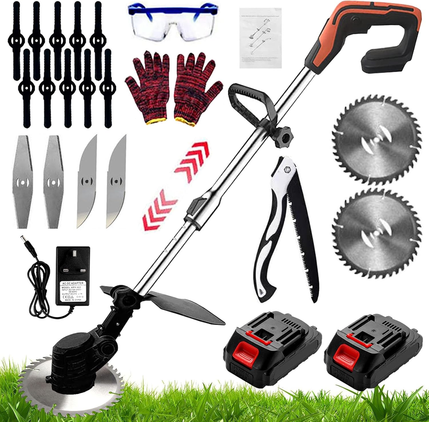 Strimmer, Garden Strimmer, Cordless Strimmer with Blades, Brush Cutter, Grass Tr...