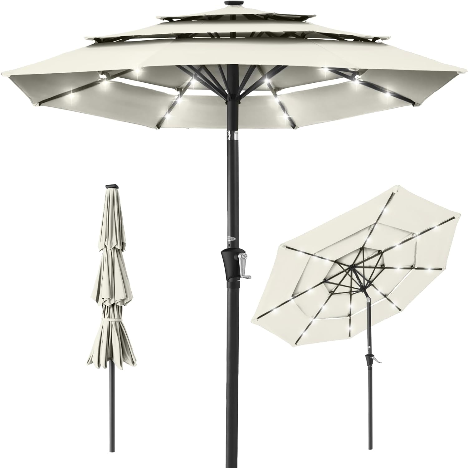 Choice Products, Special 10ft 3-Tier Solar Patio Umbrella, Unique Outdoor Market...
