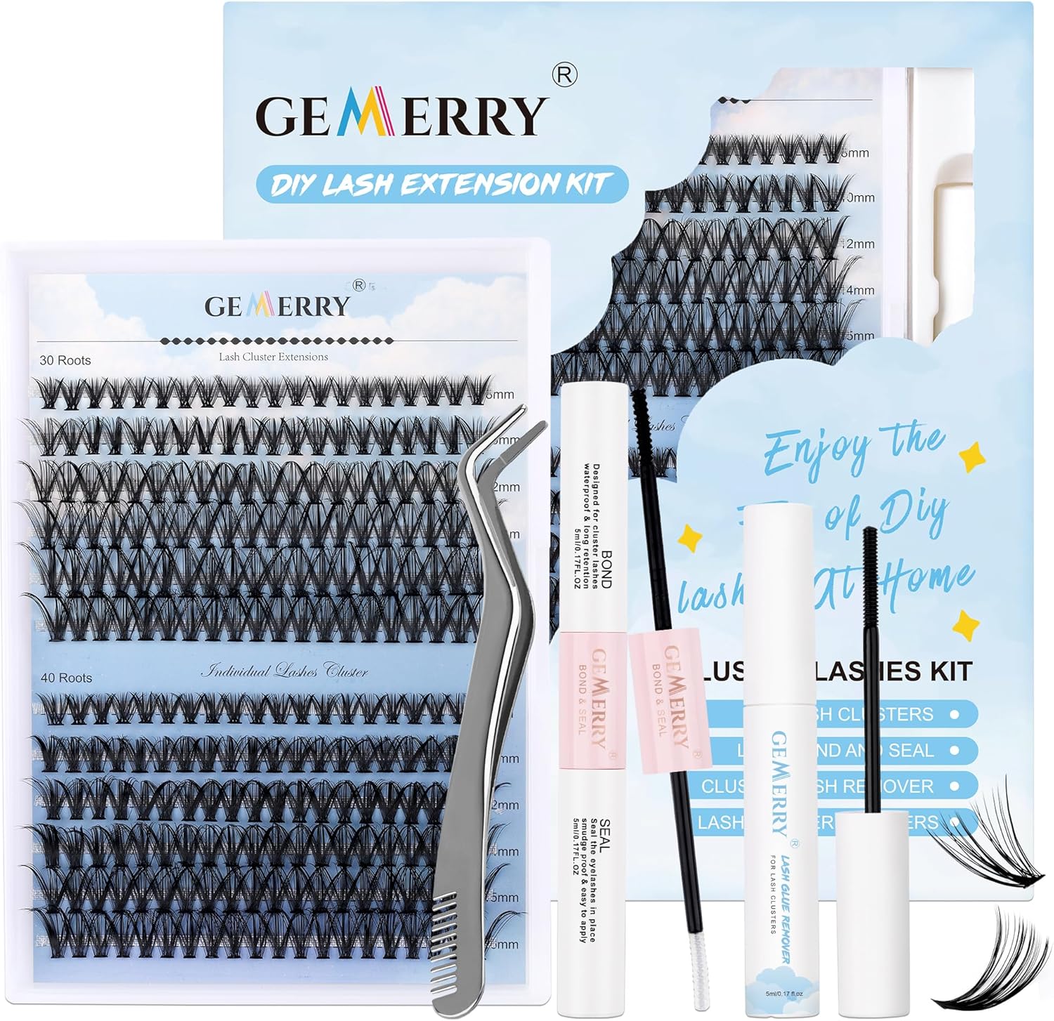 Cluster Lashes Kit GEMERRY Individual Lashes 240Pcs Cluster Lashes DIY Individua...