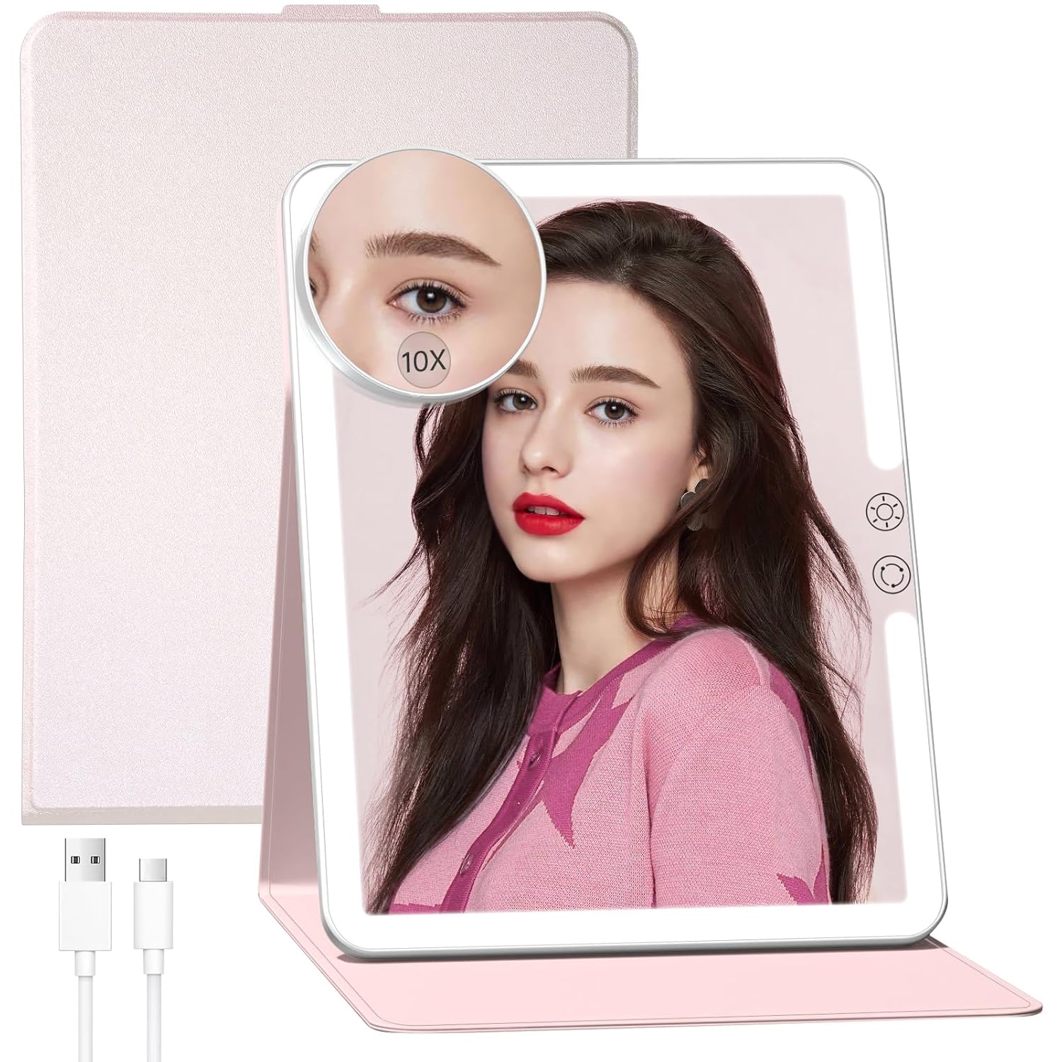 FUNTOUCH 2500mAh Large Rechargeable Makeup Mirror With Lights, Special Portable...