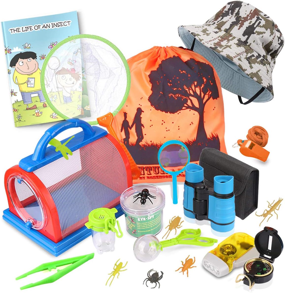 ESSENSON Outdoor Explorer Kit & Bug Catcher Kit with Binoculars, Compass, Magnif...