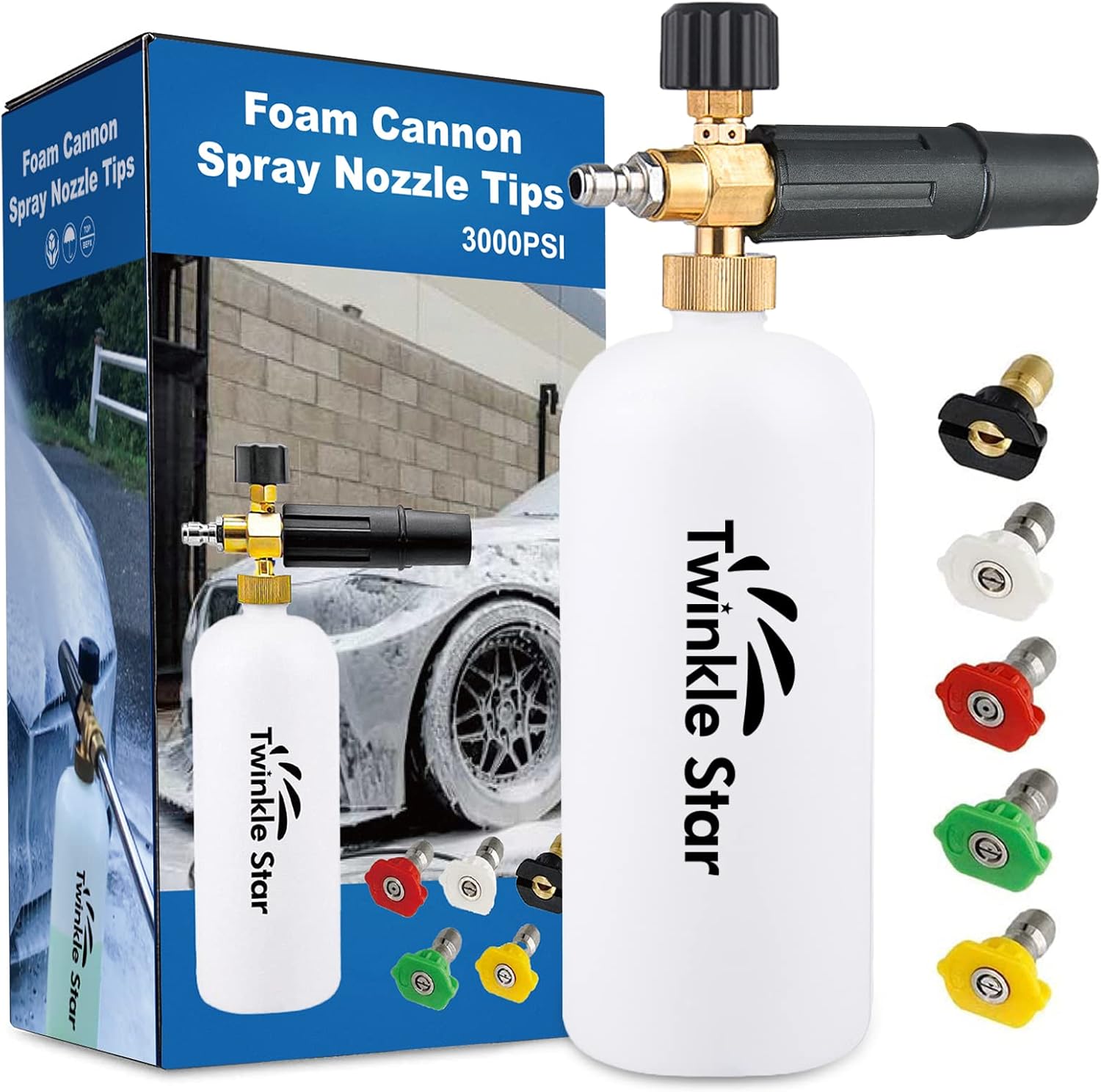 Twinkle Star Foam Cannon 1 L Bottle Snow Foam Lance with 1/4" Quick Connector, 5...