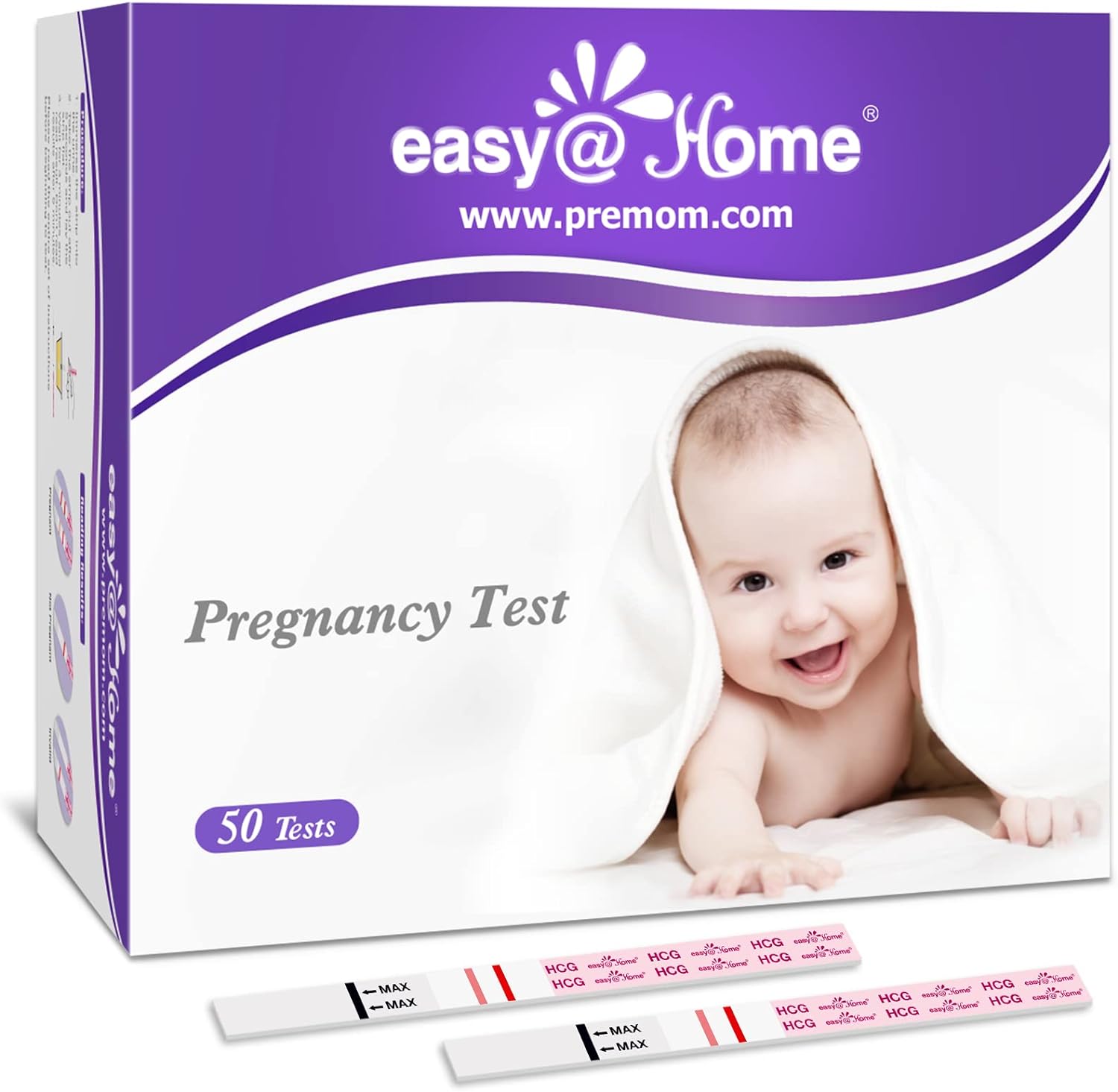 Easy@Home Pregnancy Test Strips: 50 Pack HCG Test...