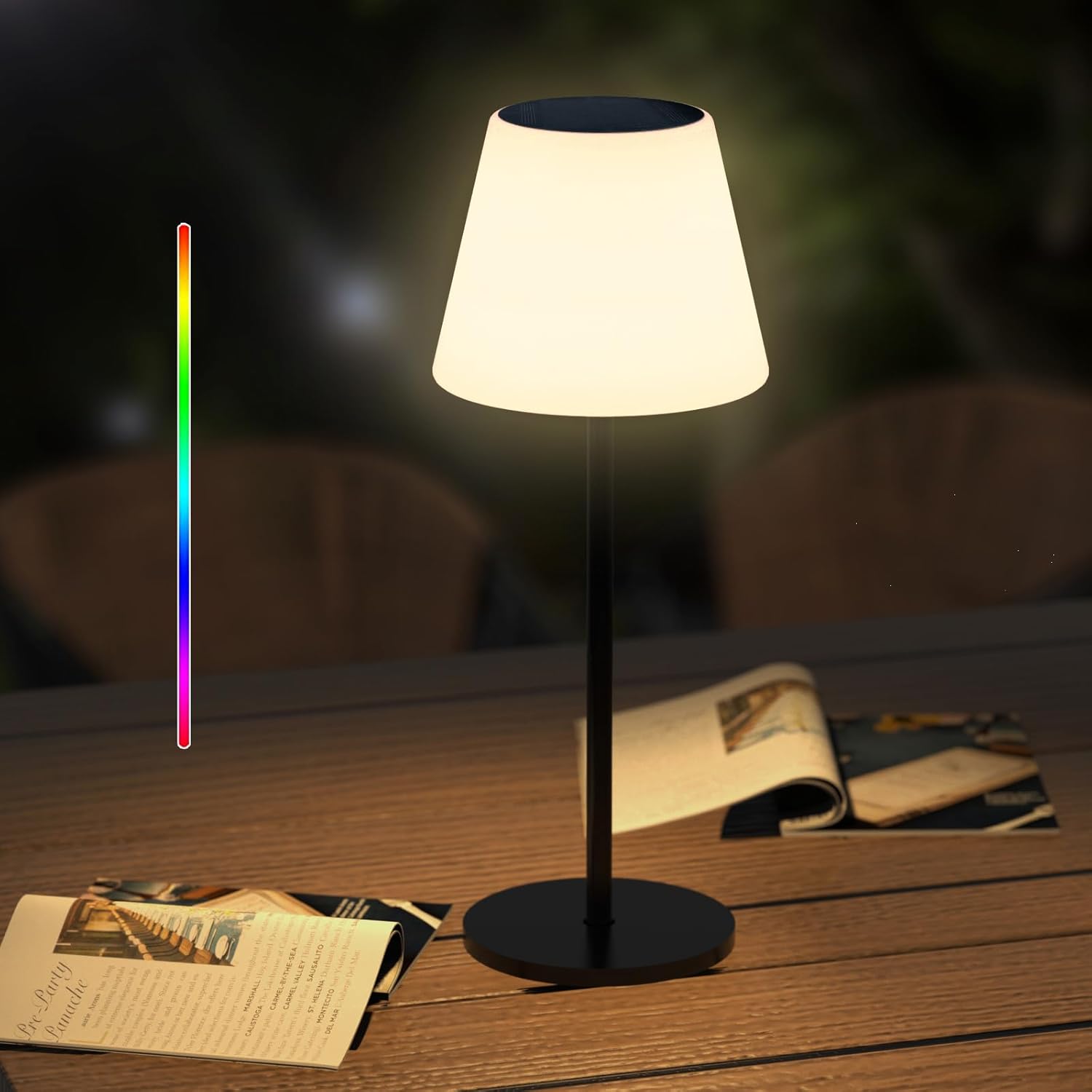 Ecvivk Solar Table Lamp Outdoor Table Lamp with Light Sensor, Dimmable Warm Whit...
