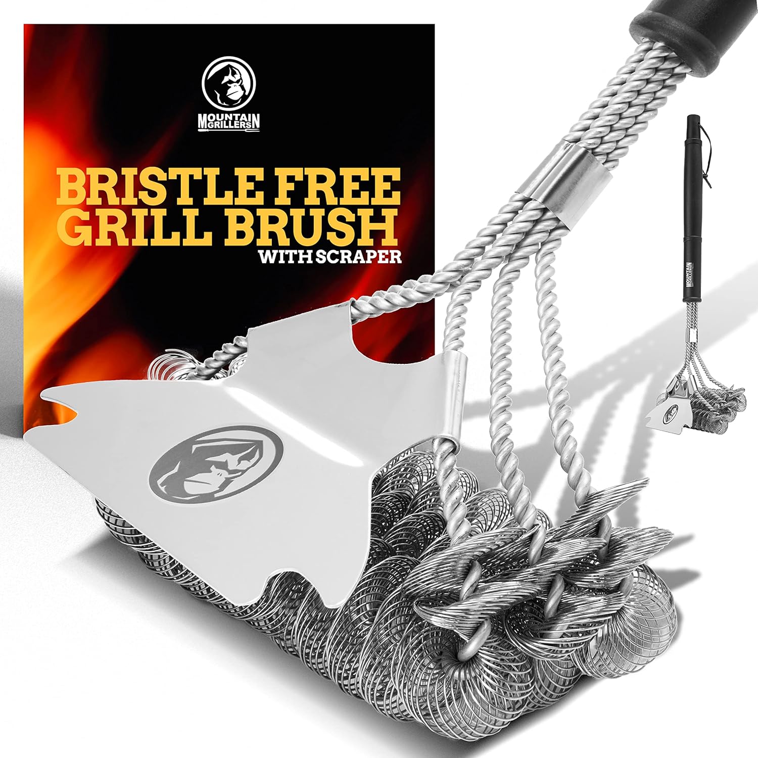 Mountain Grillers - Bristle Free Grill Brush, Unique Grill Brush with Sharp Scra...