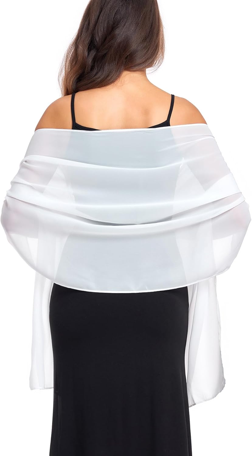 olyrjie Soft Chiffon Scarfs Shawls and Wraps for Evening Dresses Wedding Shawl W...