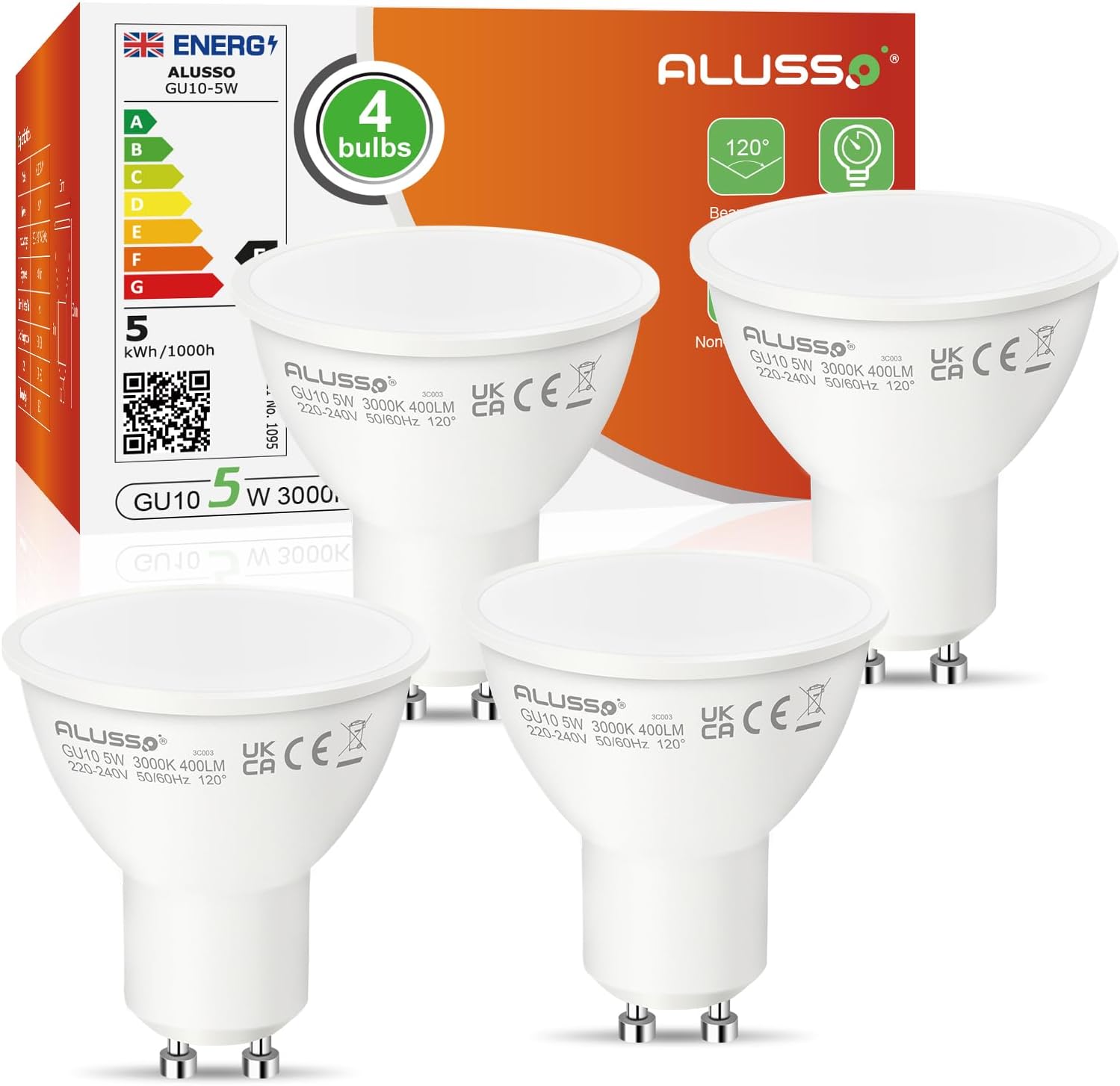 ALUSSO 5W GU10 LED Bulbs, Special LED Bulbs Warm White 3000K, High-Quality LED B...