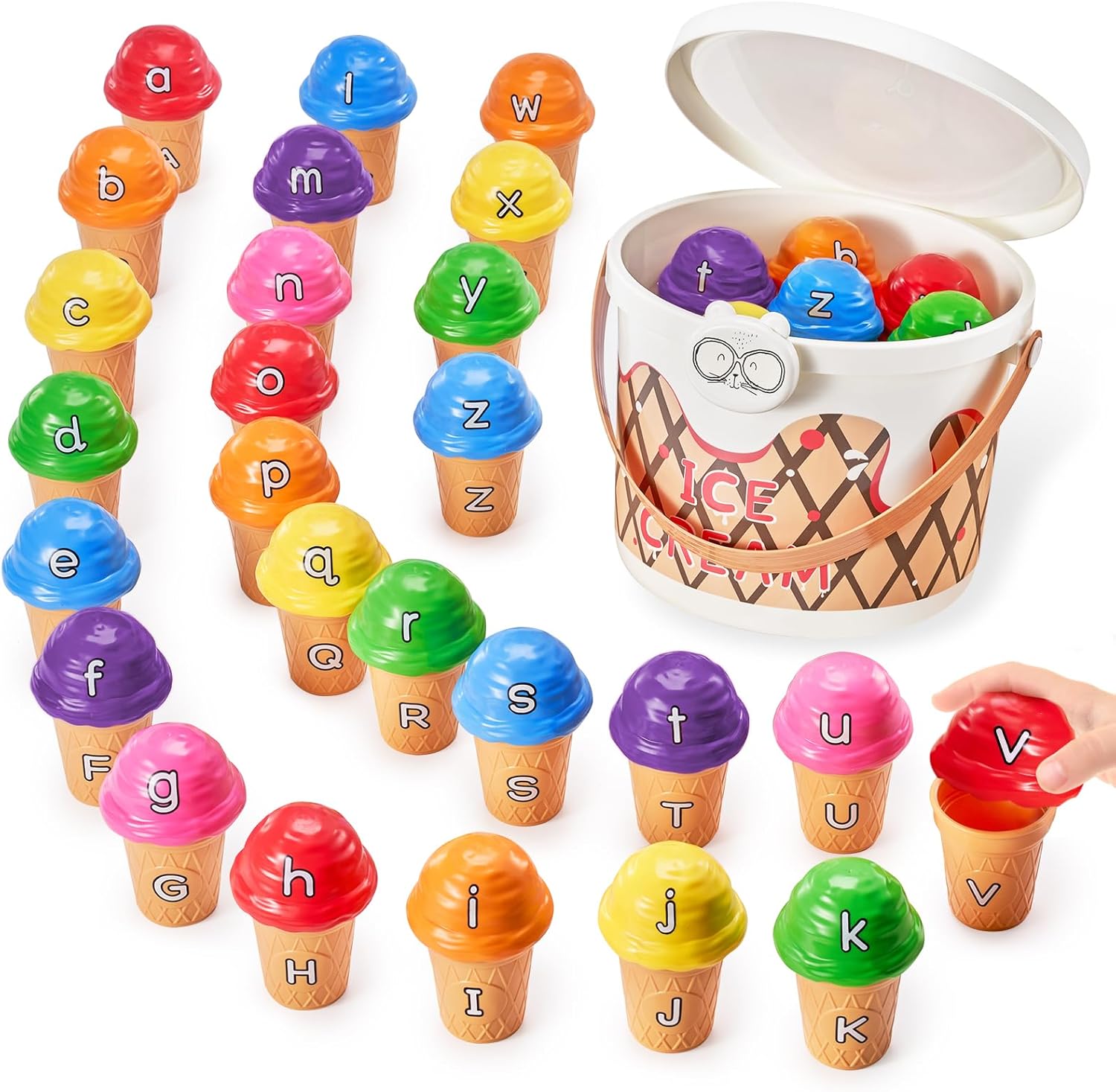 Ice Cream Preschool Learning Activities Counting and Color Sorting Set Stacking...