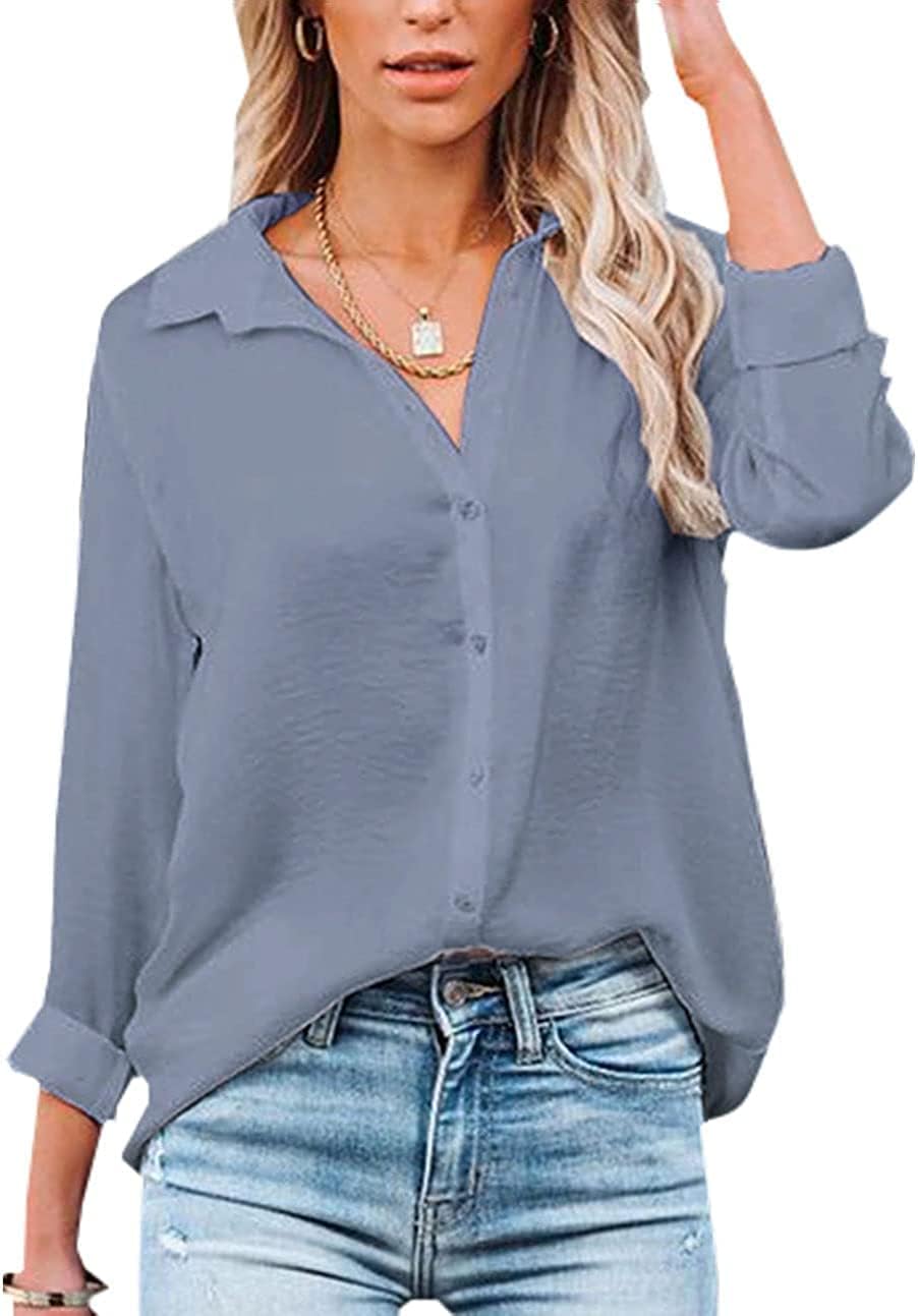 VIGVAN Womens Blouse, Special Casual Long Sleeve Shirt Tops, Innovative V Neck B...