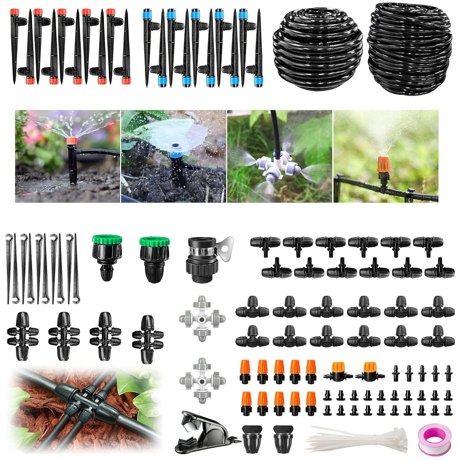 KDP Irrigation System Kit, Special 132FT/40M 39FT/12M Garden Greenhouse Watering...