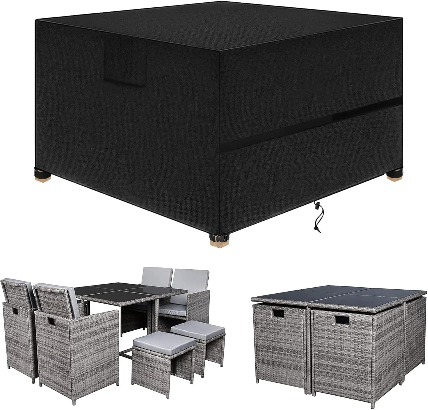 SIRUITON Cube Garden Furniture Cover, Rattan Cube Set Cover Waterproof, Heavy Du...
