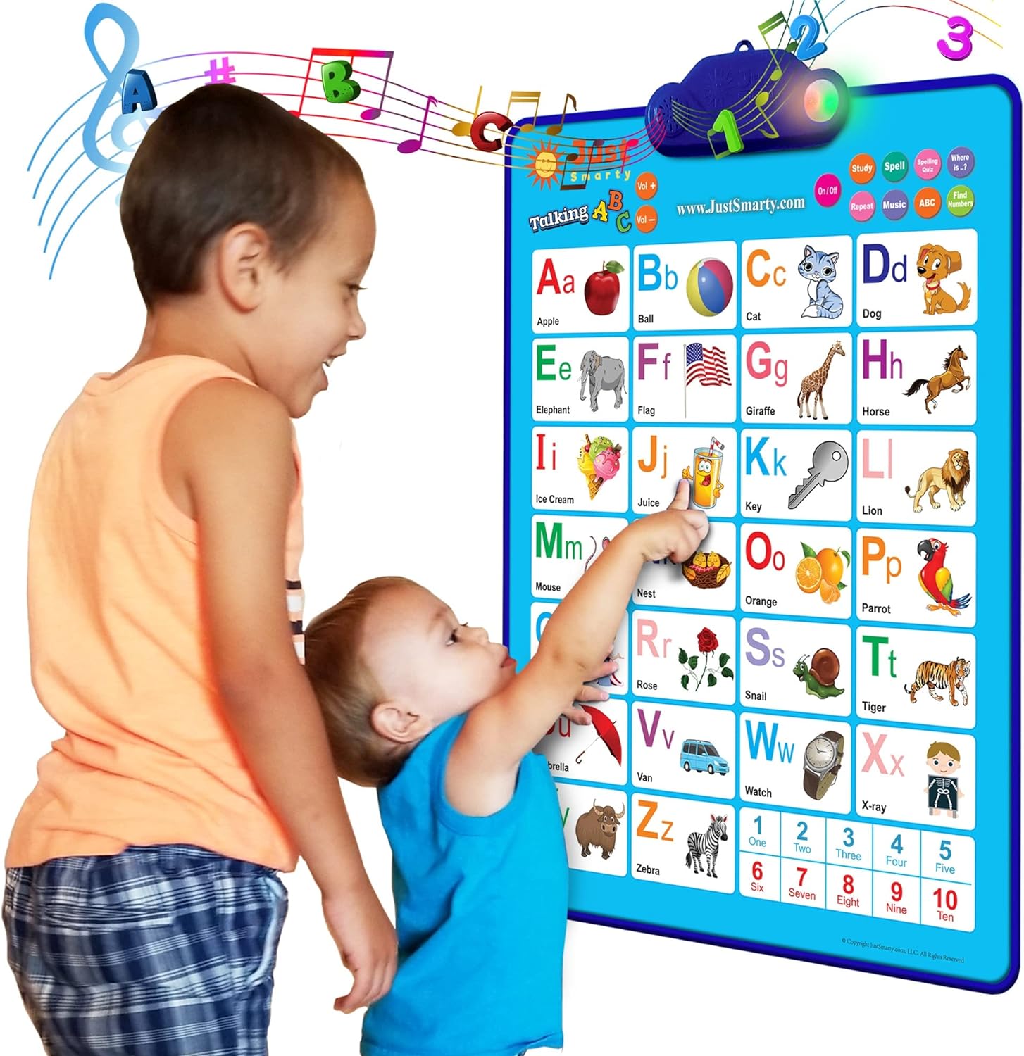 Just Smarty Interactive Alphabet Wall Chart | Talking ABCs & 123s Music Poster w...