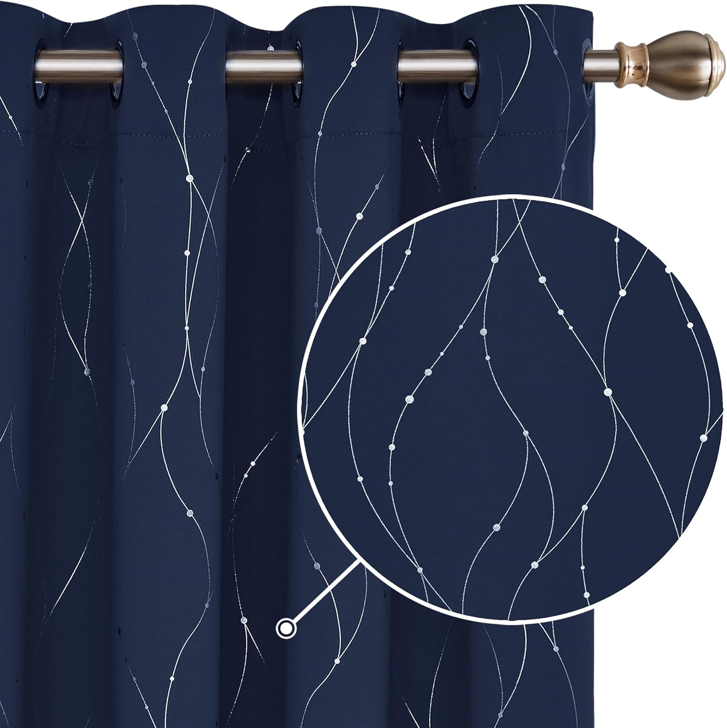 Deconovo Super Soft Blackout Curtains, Unique Dott...
