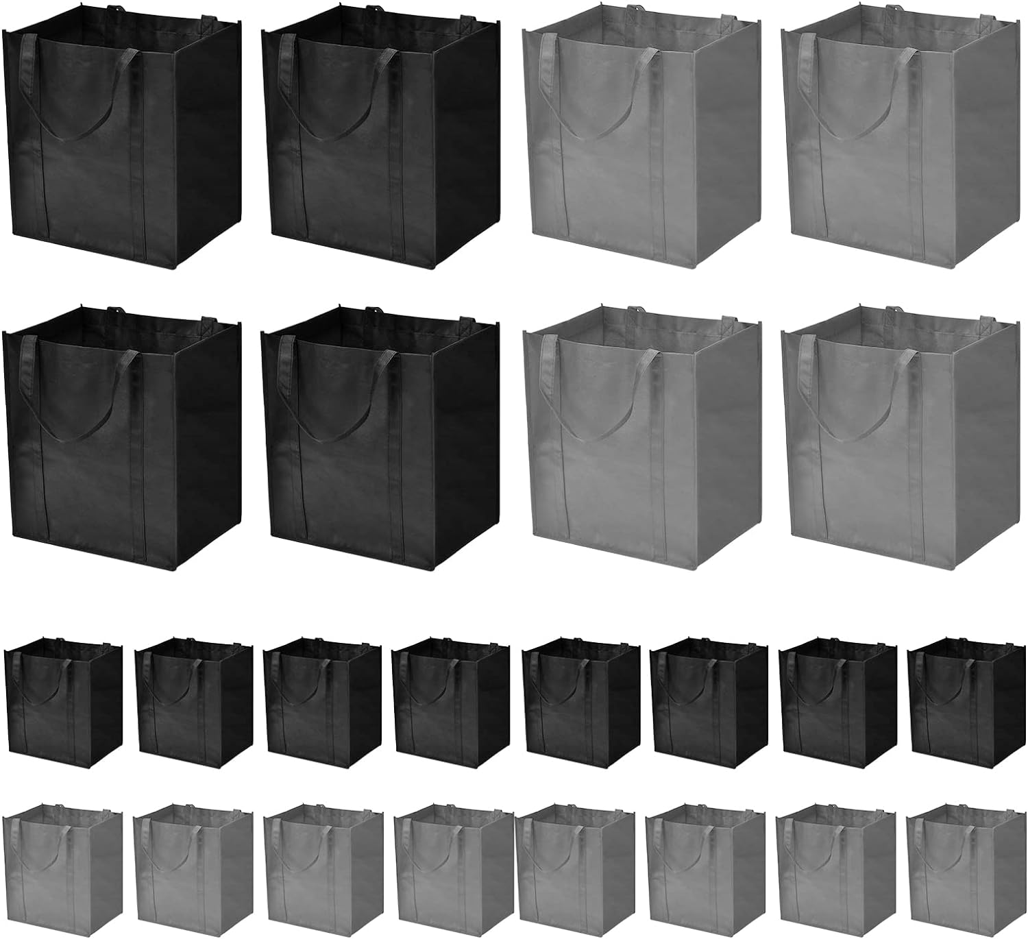 JERIA 24-Pack Reusable Grocery Bags，Large Washable Foldable Shopping Bags，Heav...