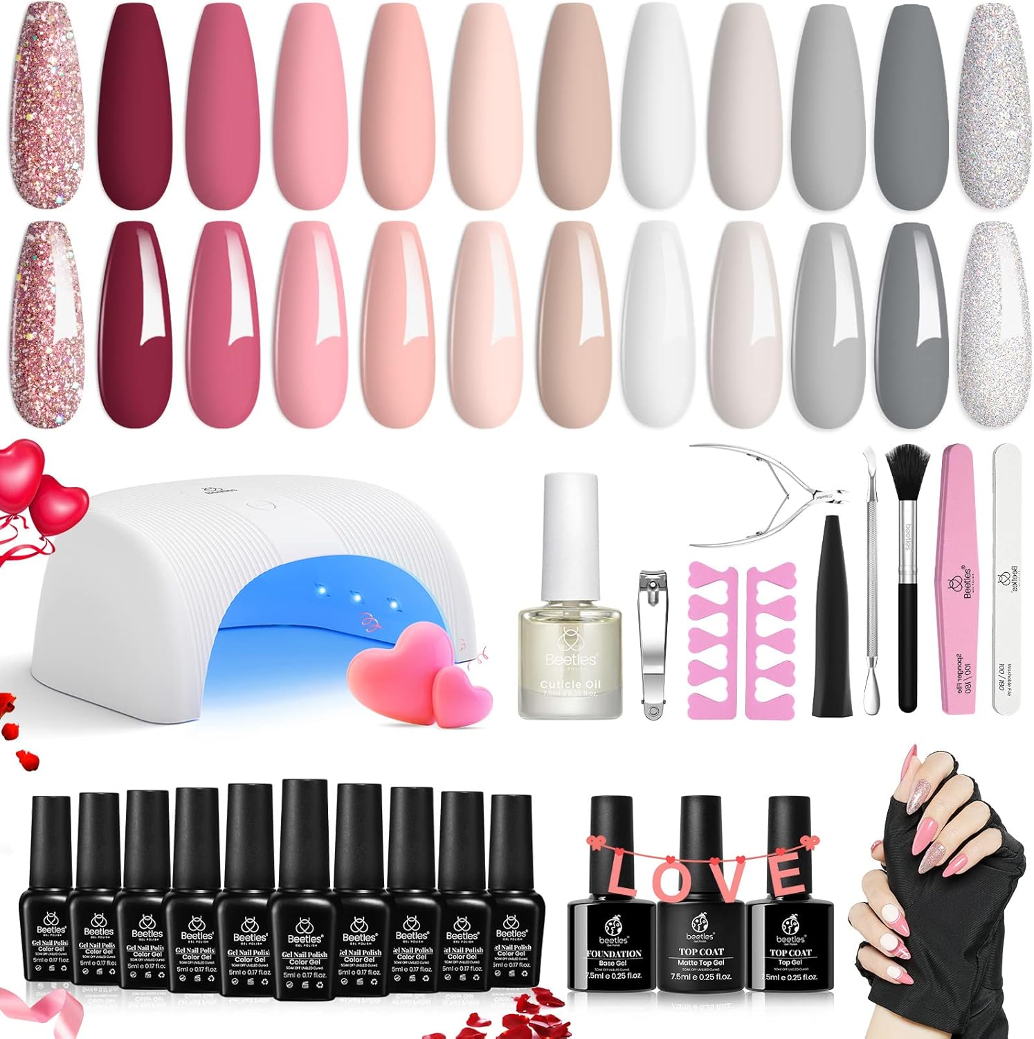 Beetles Gel Nail Polish Kit, Special Kit with U V Light Base Top Coat, Innovativ...