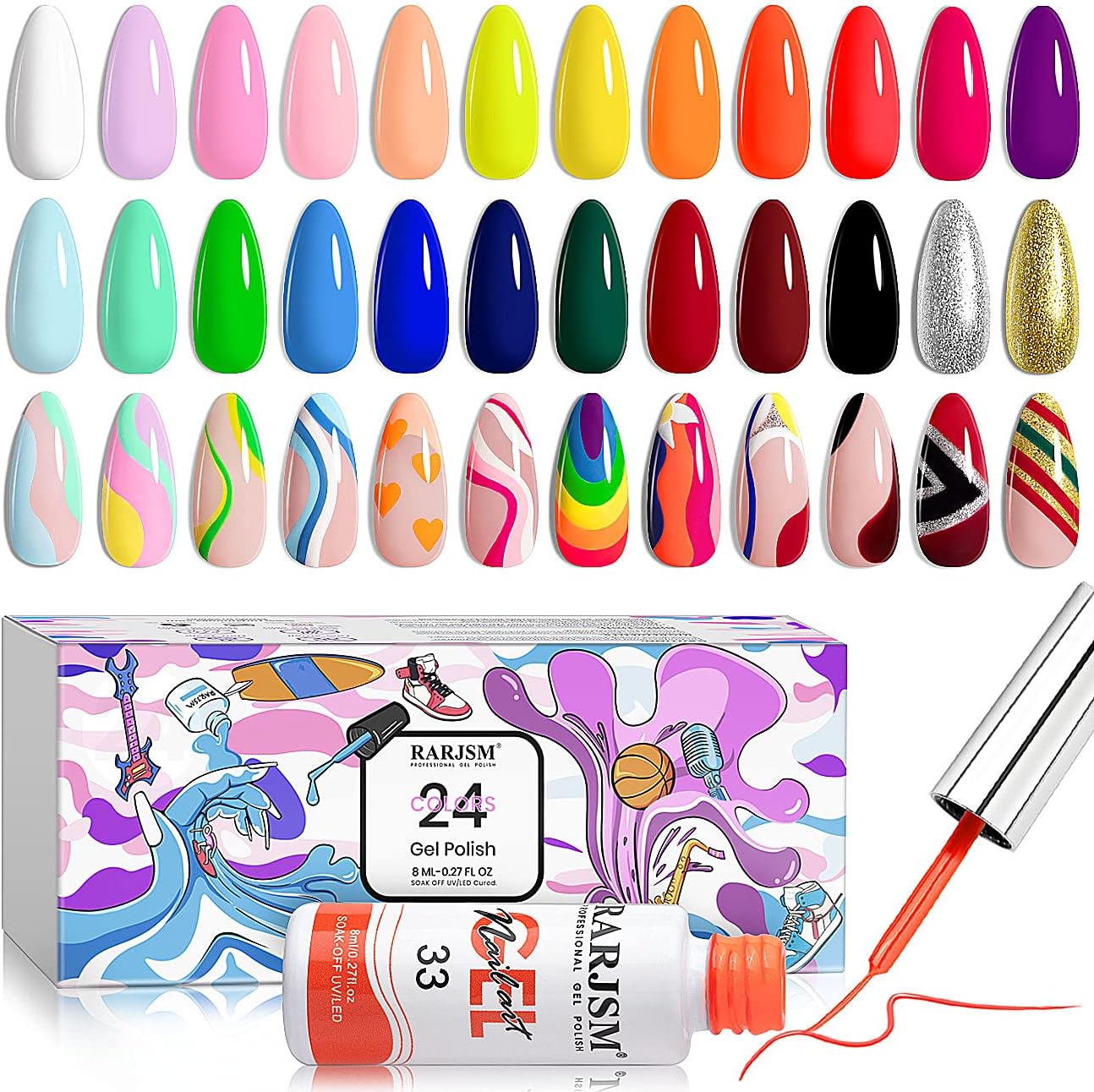 Unique RARJSM Nails Art Gel Liner, Special Gel Polish Set, Innovative Line Art P...
