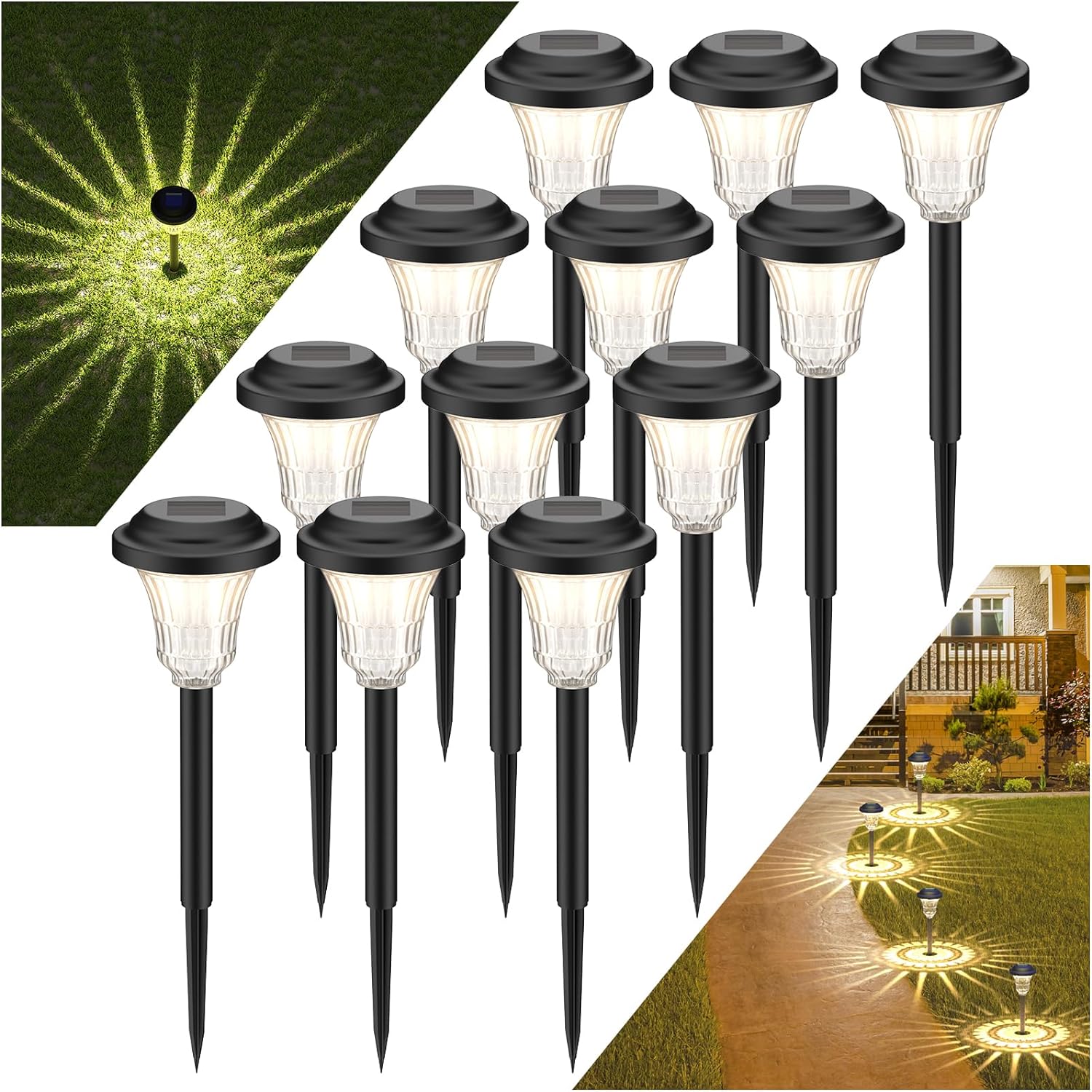 GEEDIAR Solar Lights Outdoor Garden, 12 Pack Upgraded Garden Lights Solar Powere...