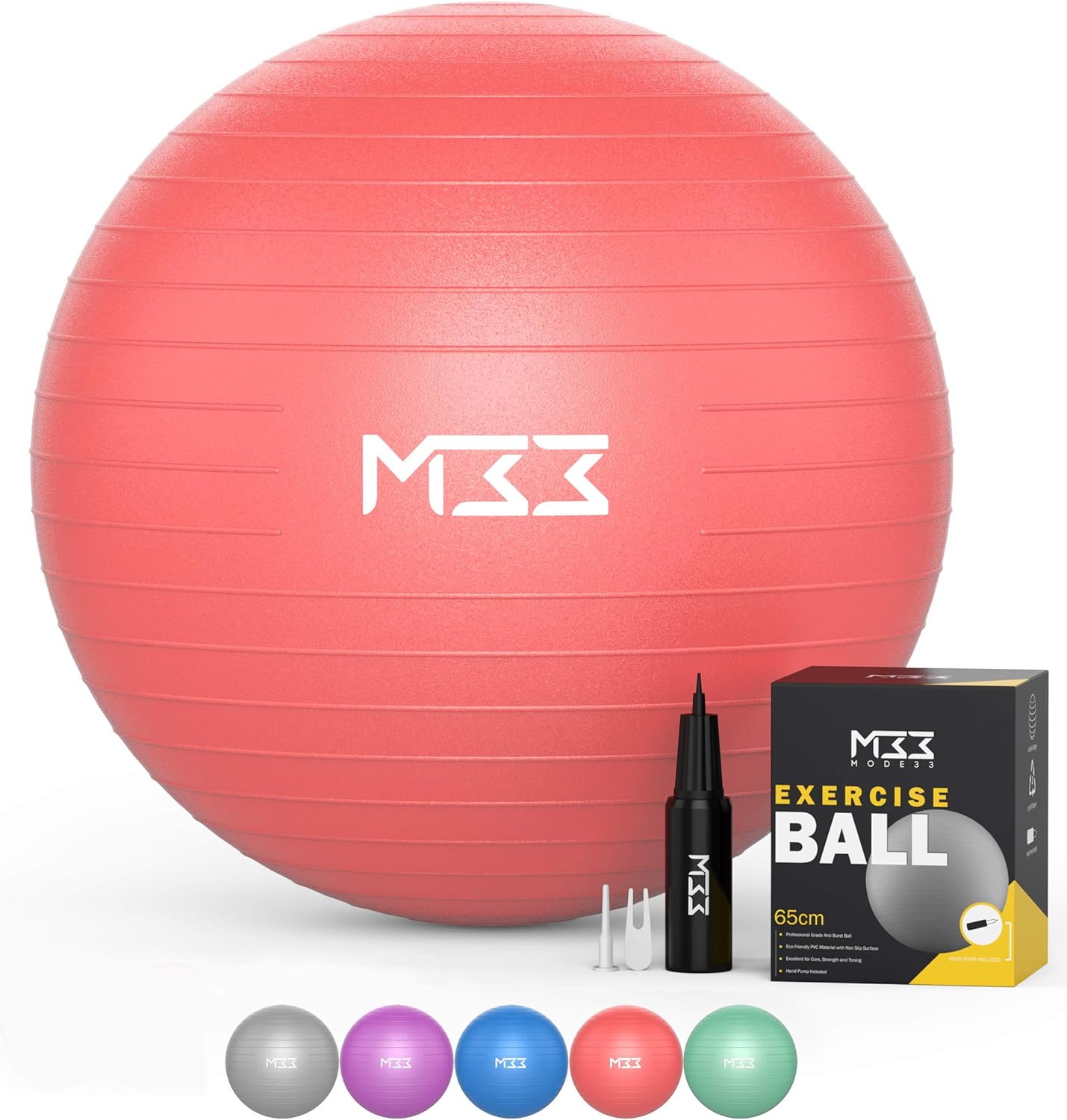 Mode 33 Gymnastikball, Special Anti-Burst Yogaball with Luftpumpe, Innovative Üb...