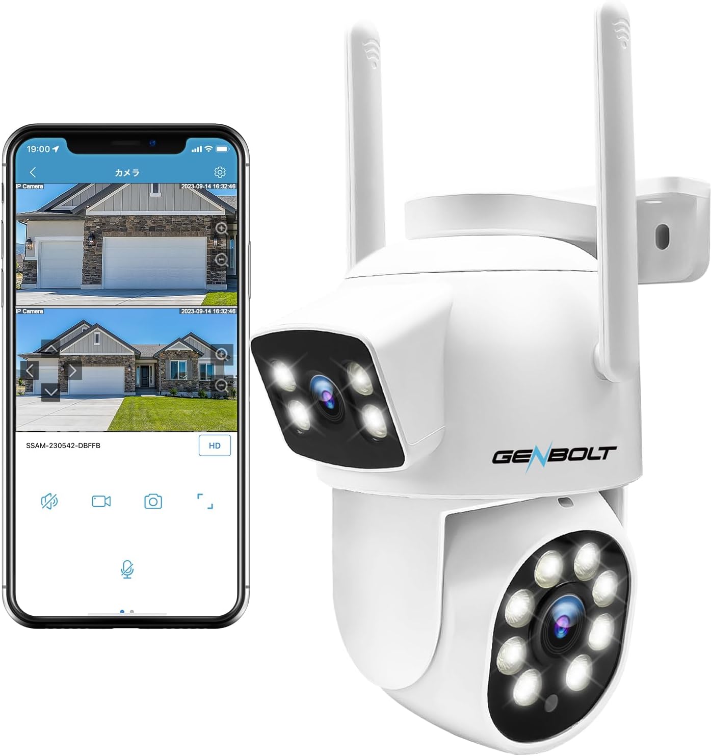 GENBOLT PTZ WiFi Security Camera Outdoor, CCTV Home Surveillance Camera with Dua...