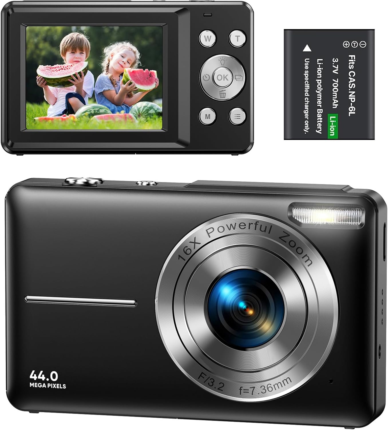 Digital Camera 1080P 44MP, Special Compact Camera with 16X Digital Zoom, Innovat...