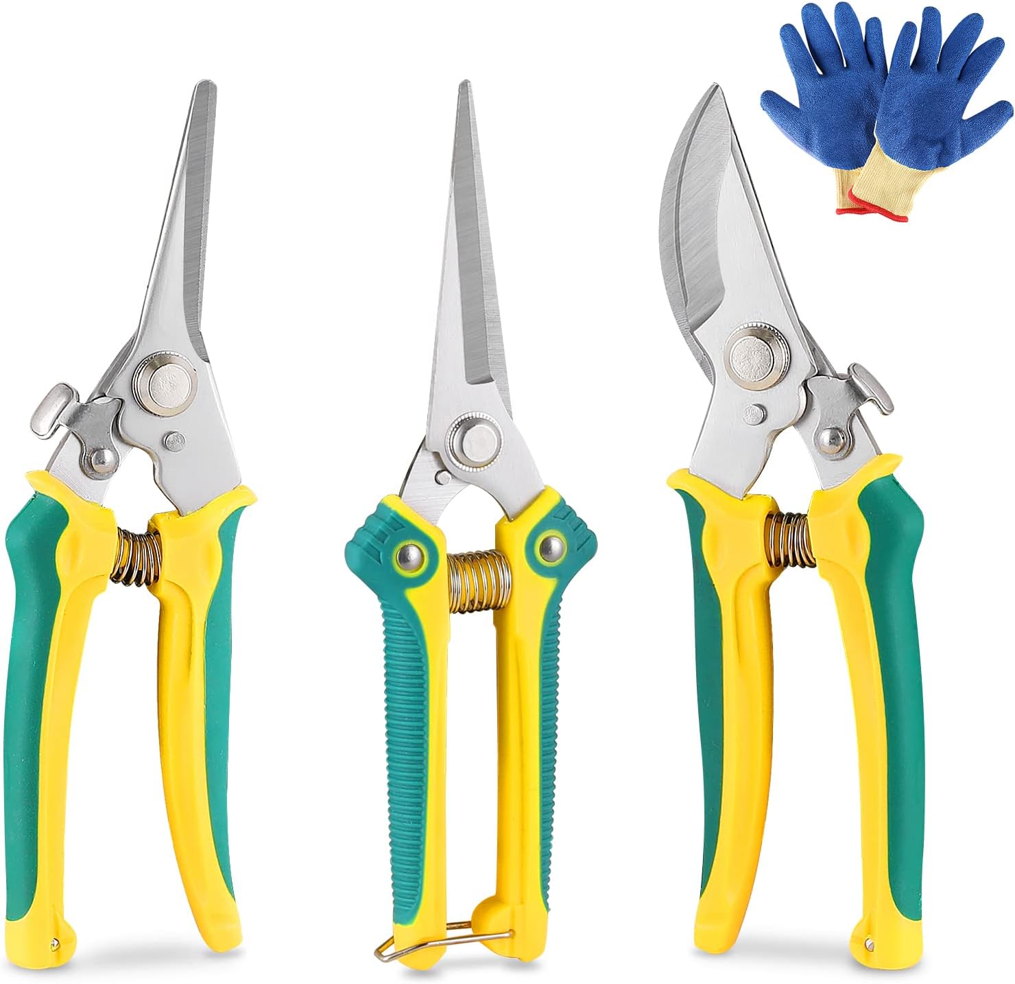 UOUNE Garden Secateurs, 3 Pack Ergonomic Gardening Scissors Set - Pruning Shears...