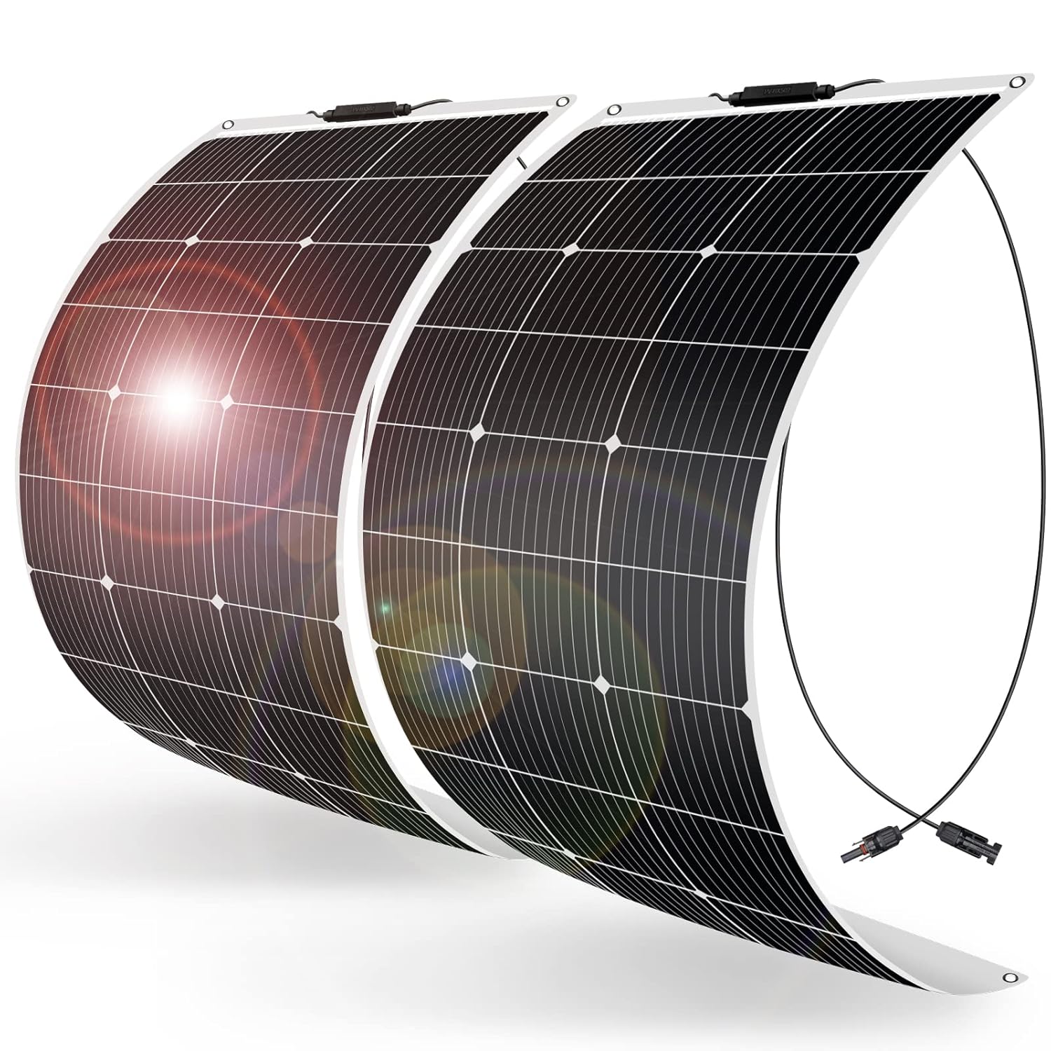 DOKIO 2PC Flexible Solar Panel 100W 18V Monocrystalline 200W Ideal for caravans,...