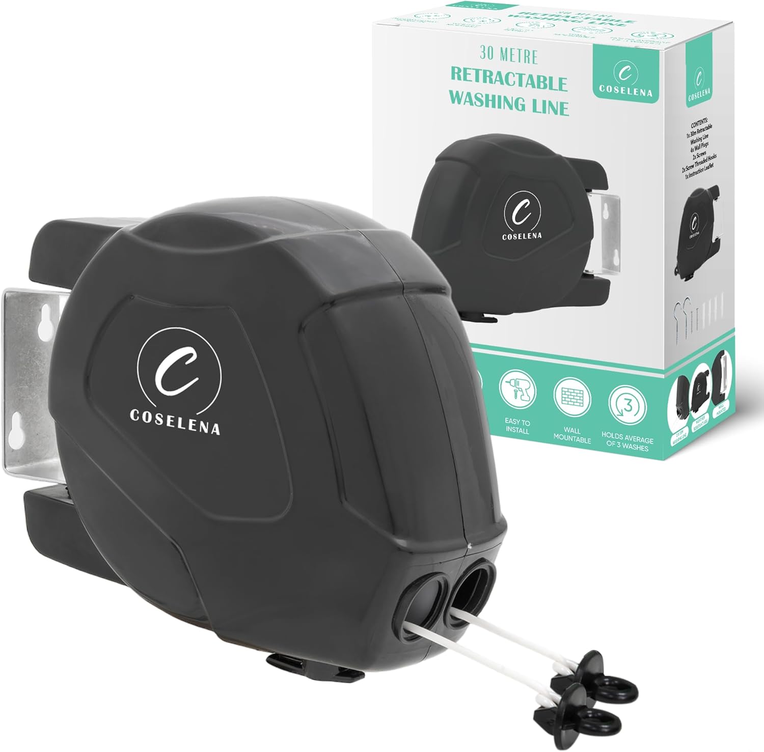 Coselena 30m Retractable Washing Line, Special Non-Slip Twin Clothes Line, High-...