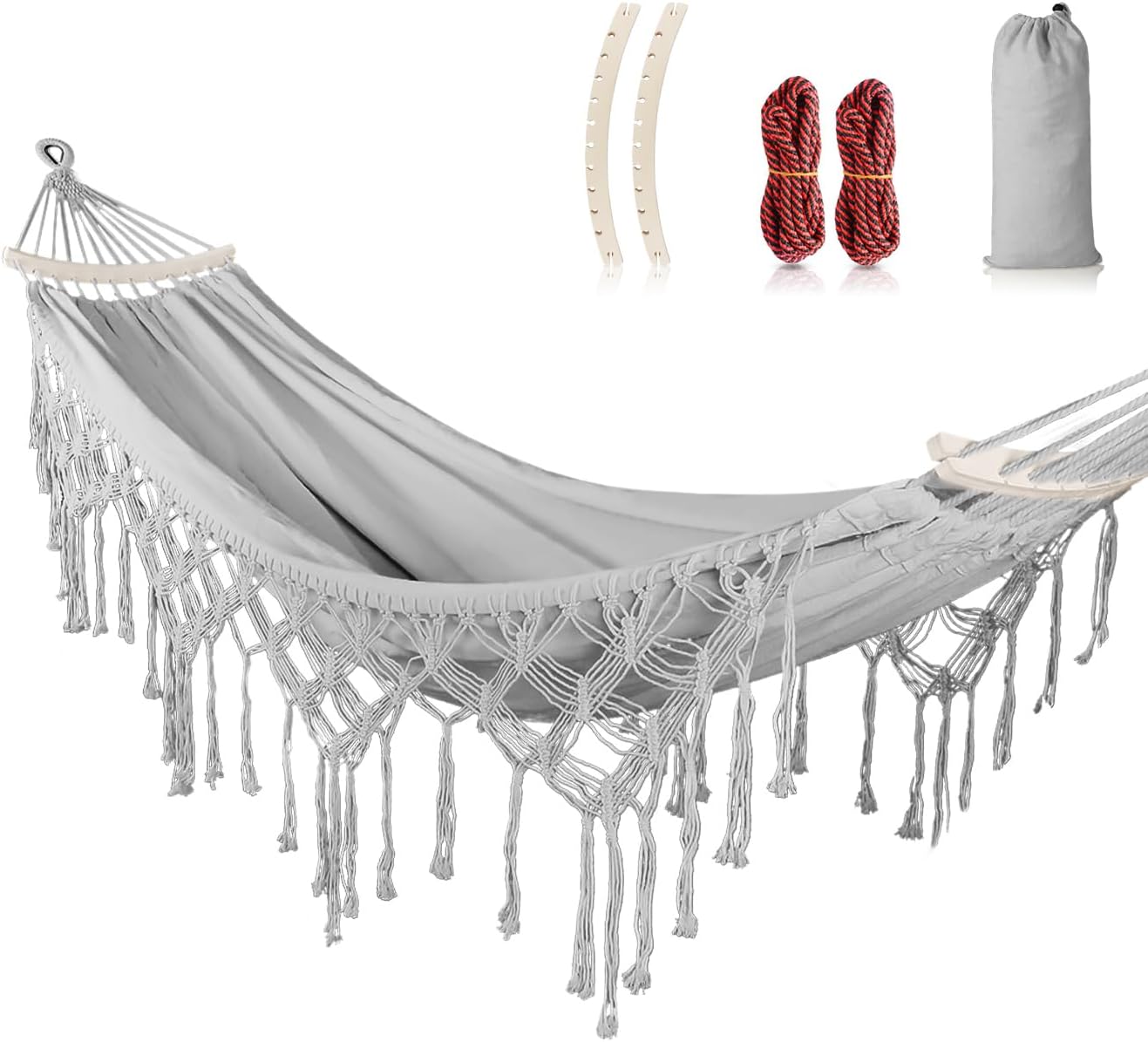 MOSFiATA Backyard Hammock, Special Durable Hammock with Tassels, Innovative Canv...