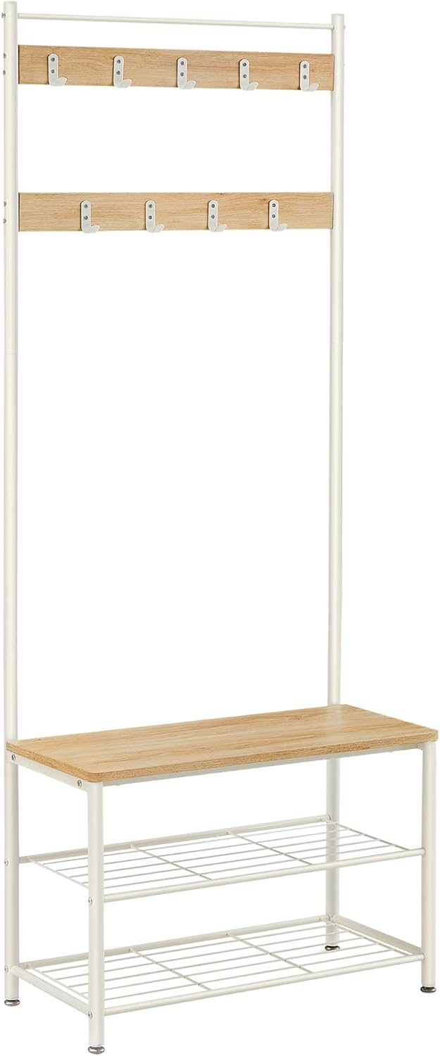 VASAGLE Coat Rack, High-Quality Coat Stand with Shoe Storage Bench, Modern Hall...