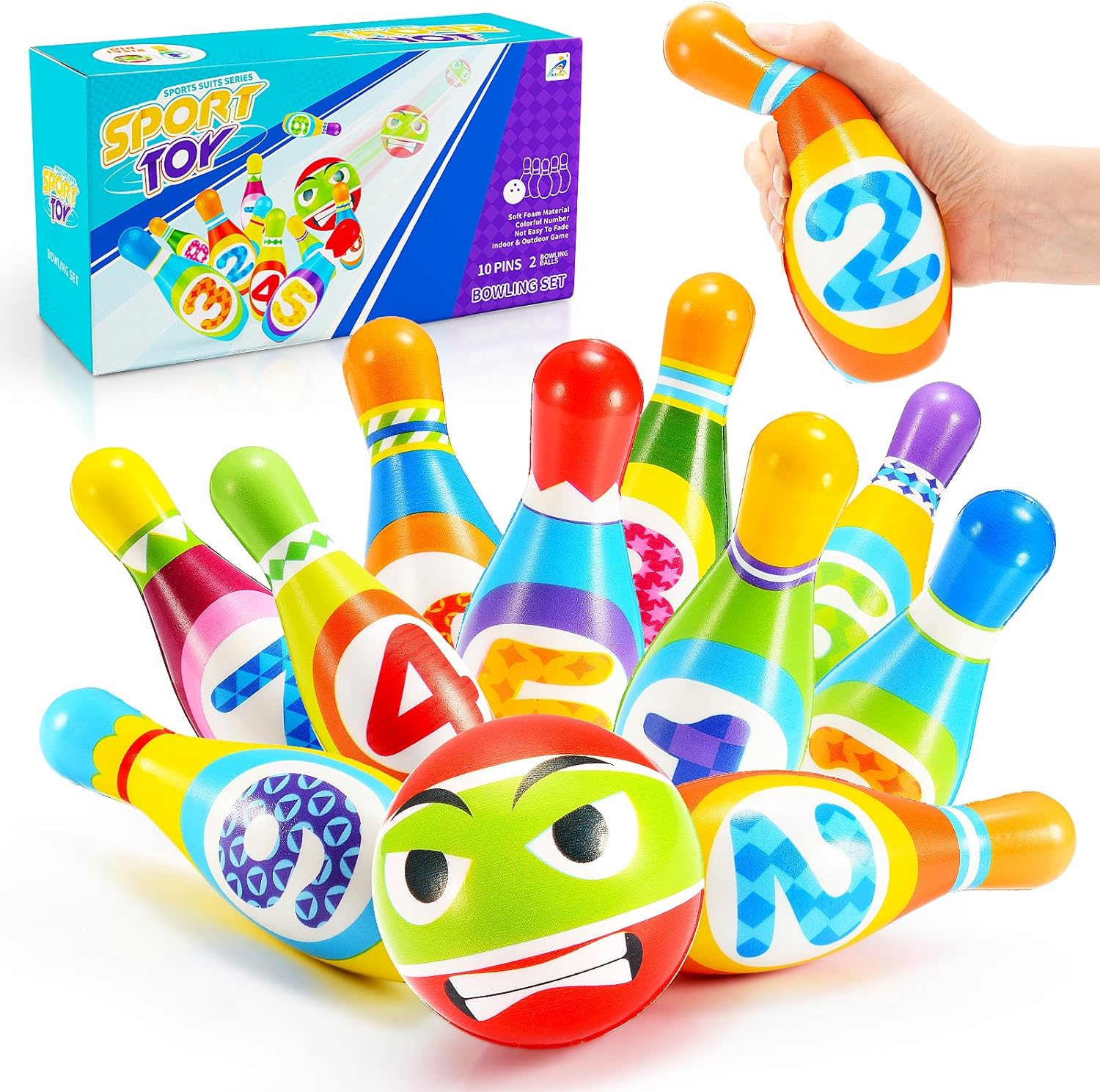 Grriopi Toys for 1 2 3 4 Year Old Boys Girls, Bowling Set Kids Toys Age 1 2 3 4...