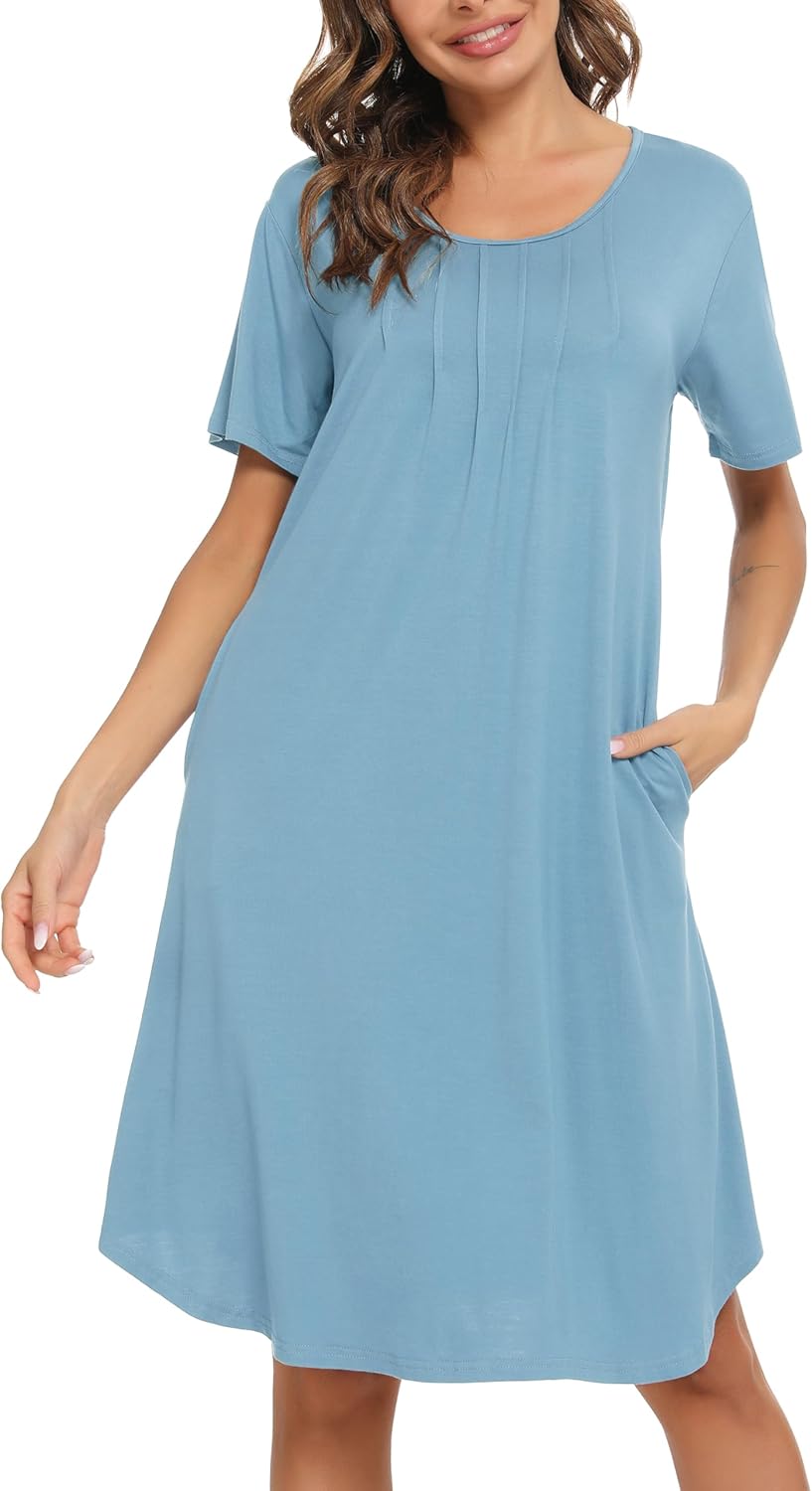 Vlazom Womens Nightdress, Special Soft Pleated Nighties, Innovative Modal Short...