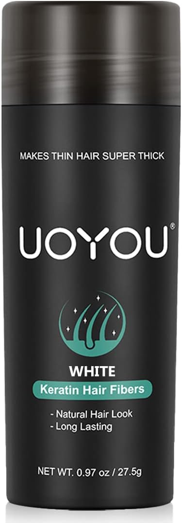 UOYOU WHITE Hair Fibres, Special Hair Thickening Fibers for Thinning Hair, Uniqu...