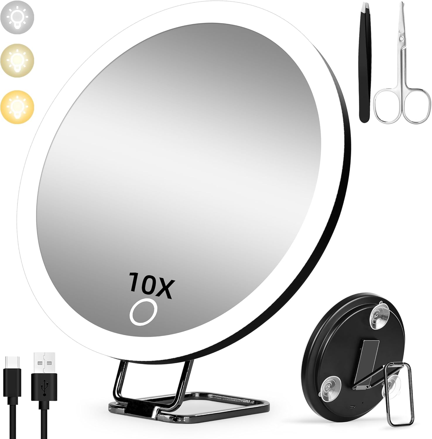 Suupvaor 10x Magnifying Mirror, Special Lighted Magnifying Mirror with Light, In...