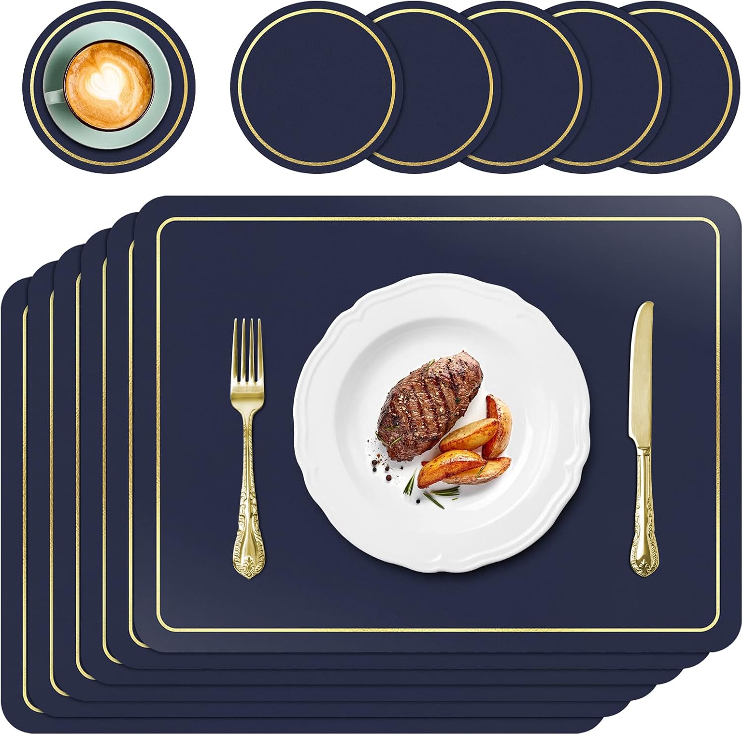 APLKER Placemats, Special Placemats and Coasters Set, Innovative PU Leather Plac...